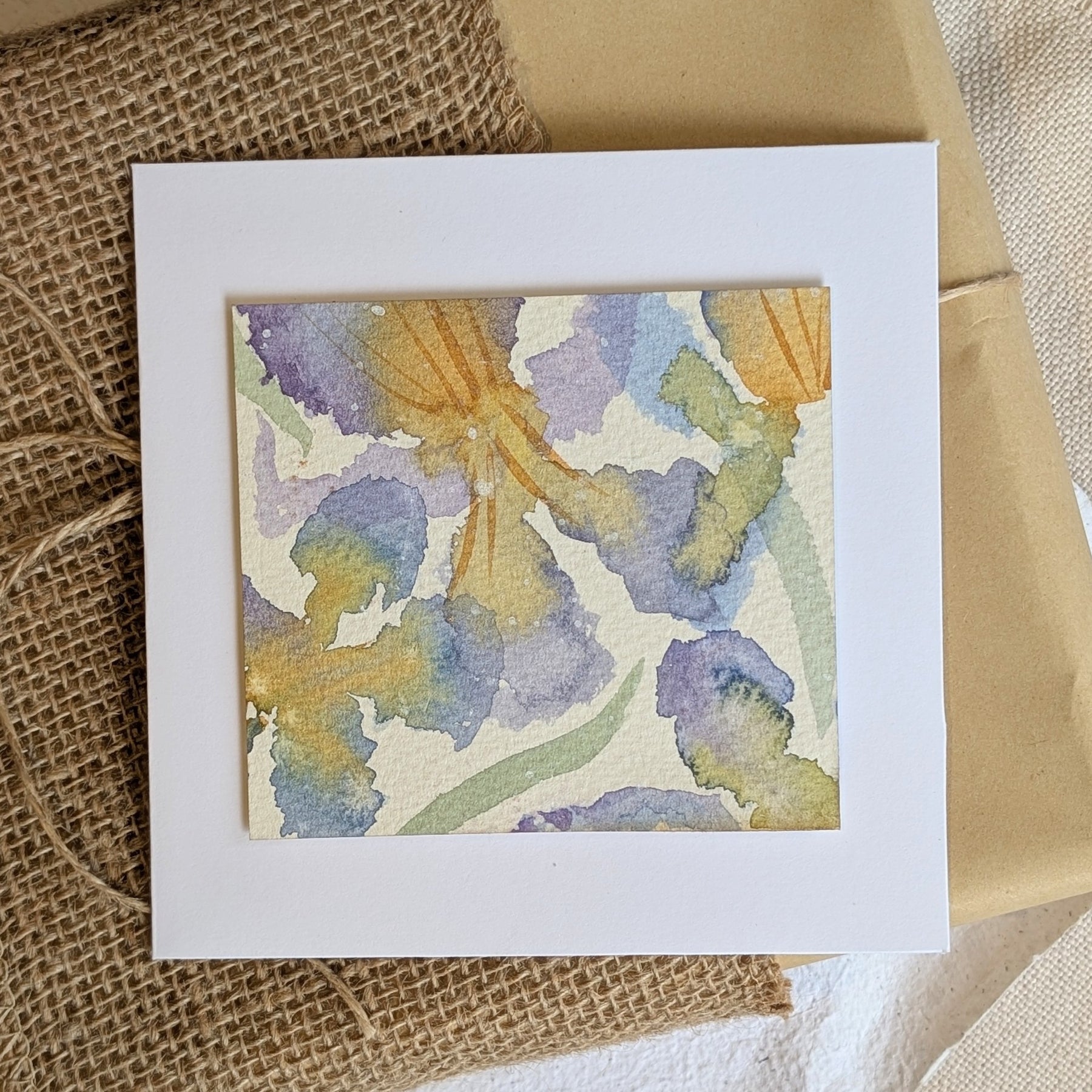 Hand Painted Iris-Inspired Watercolour Gift Card