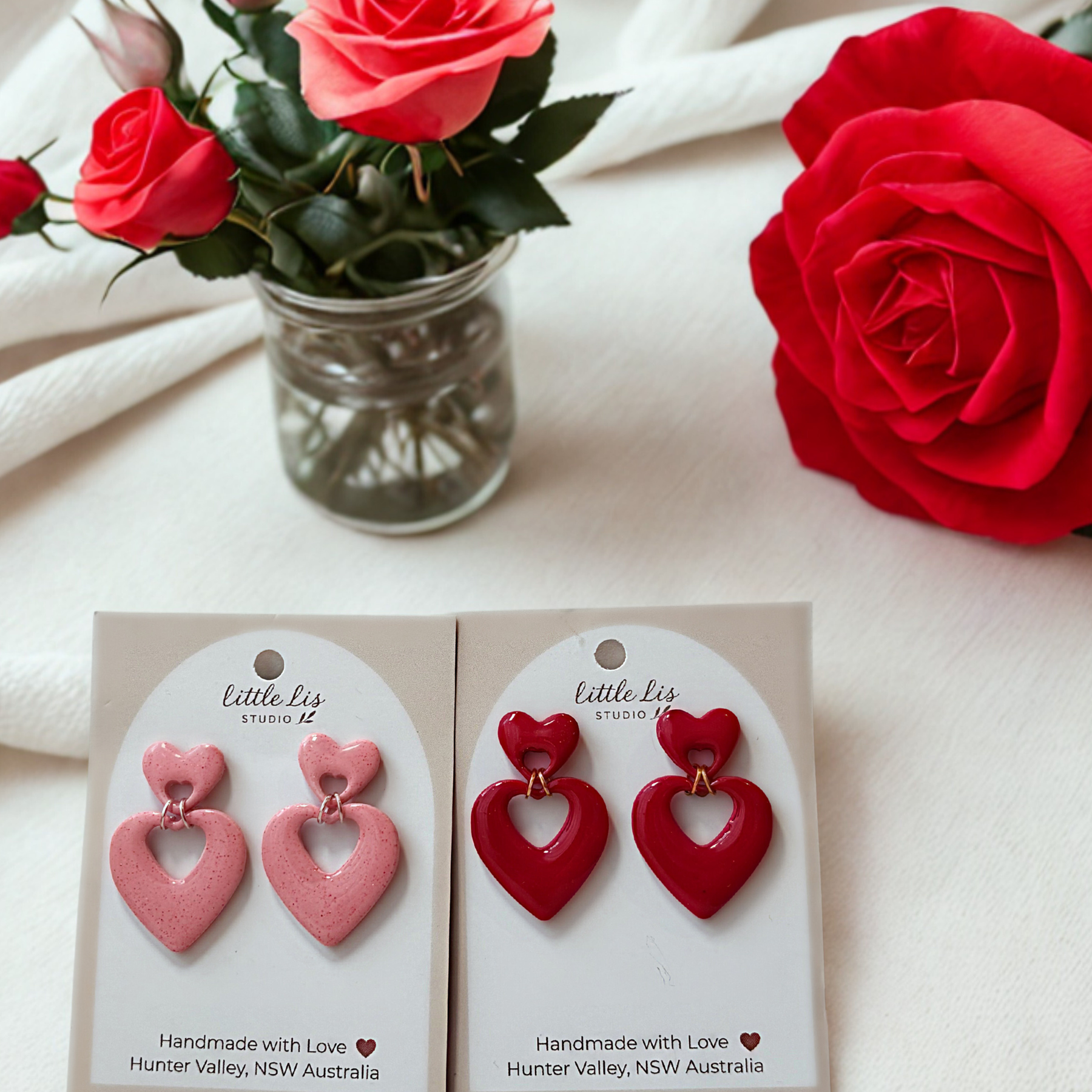 Sweetheart Drops – Handmade Polymer Clay Earrings