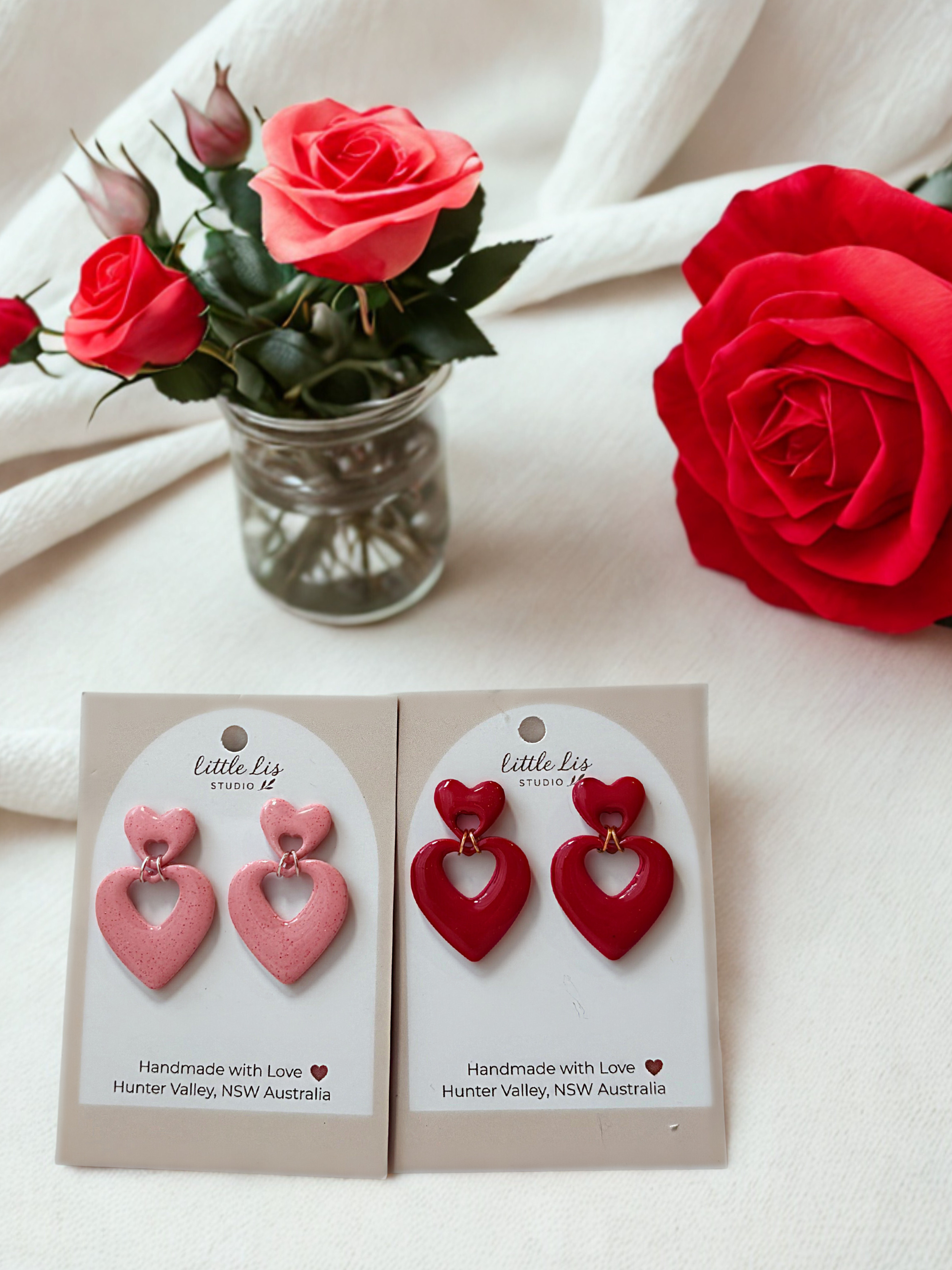 Sweetheart Drops – Handmade Polymer Clay Earrings