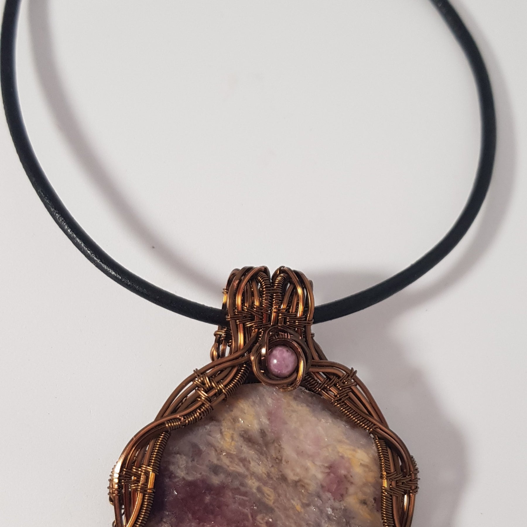 Wire wrapped Unicorn Pegmatite pendant,  #691 AM/N