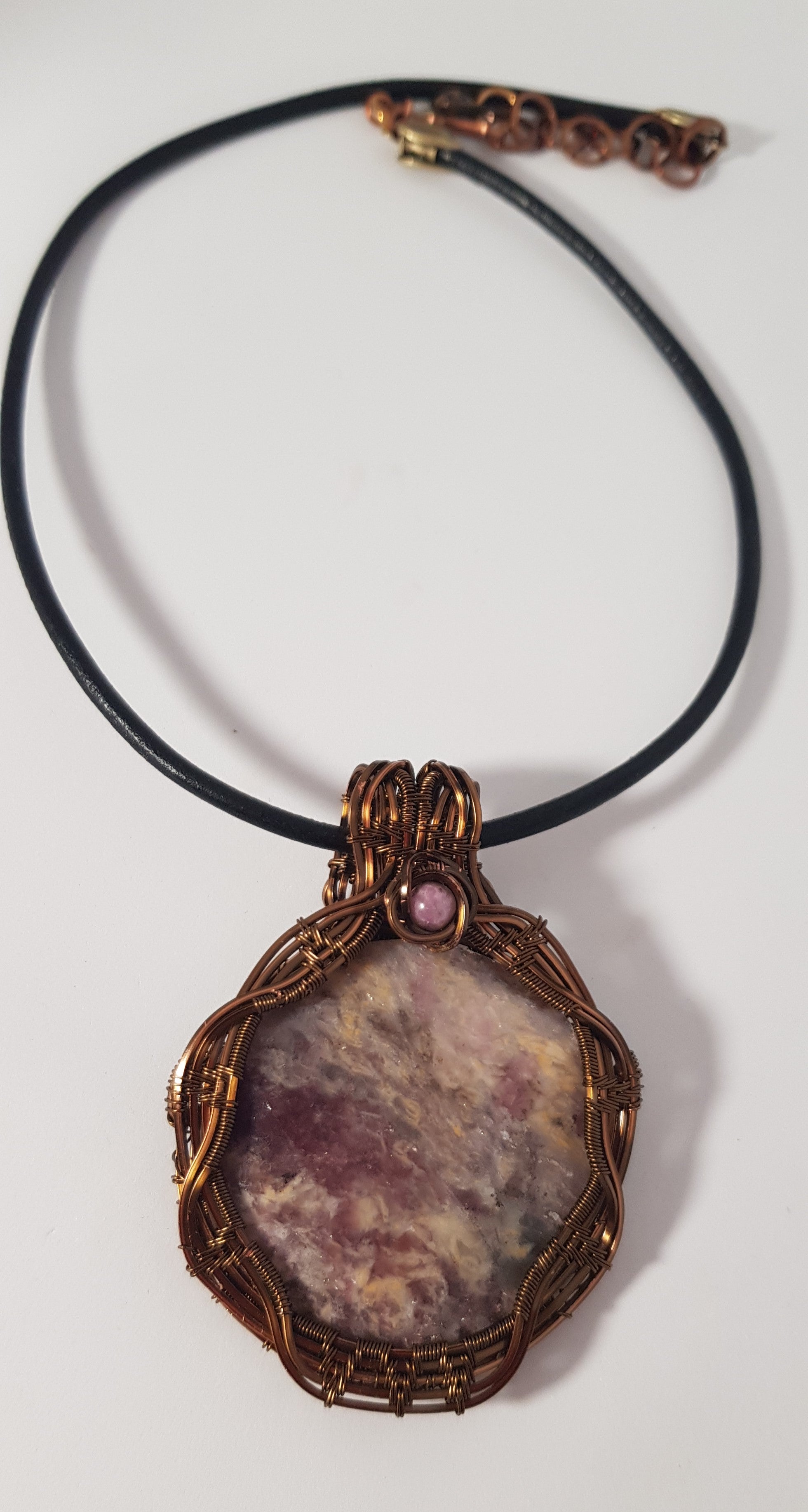 Wire wrapped Unicorn Pegmatite pendant,  #691 AM/N