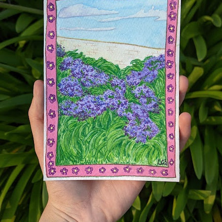 Purple garden - A6 original artwork
