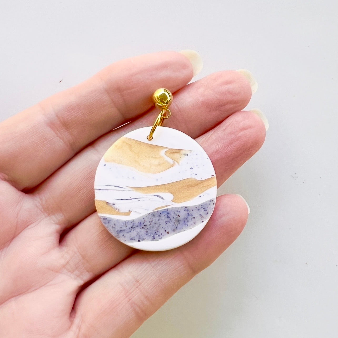 Earrings~Polymer Clay Dangles~Neutral