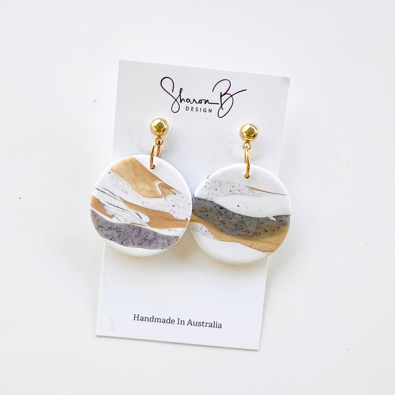 Earrings~Polymer Clay Dangles~Neutral