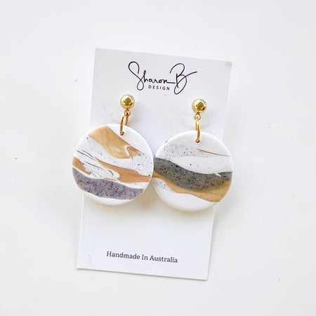 Earrings~Polymer Clay Dangles~Neutral