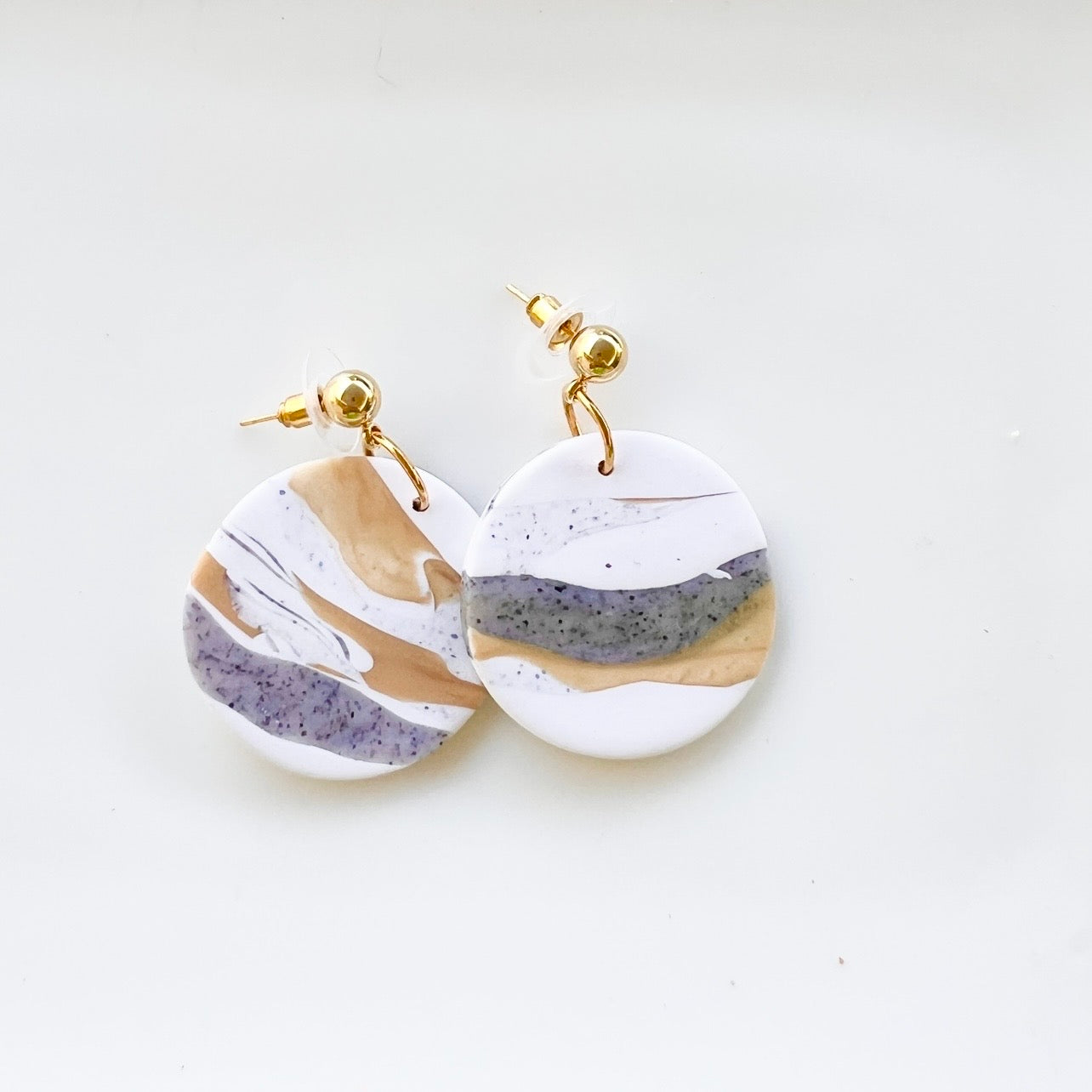 Earrings~Polymer Clay Dangles~Neutral
