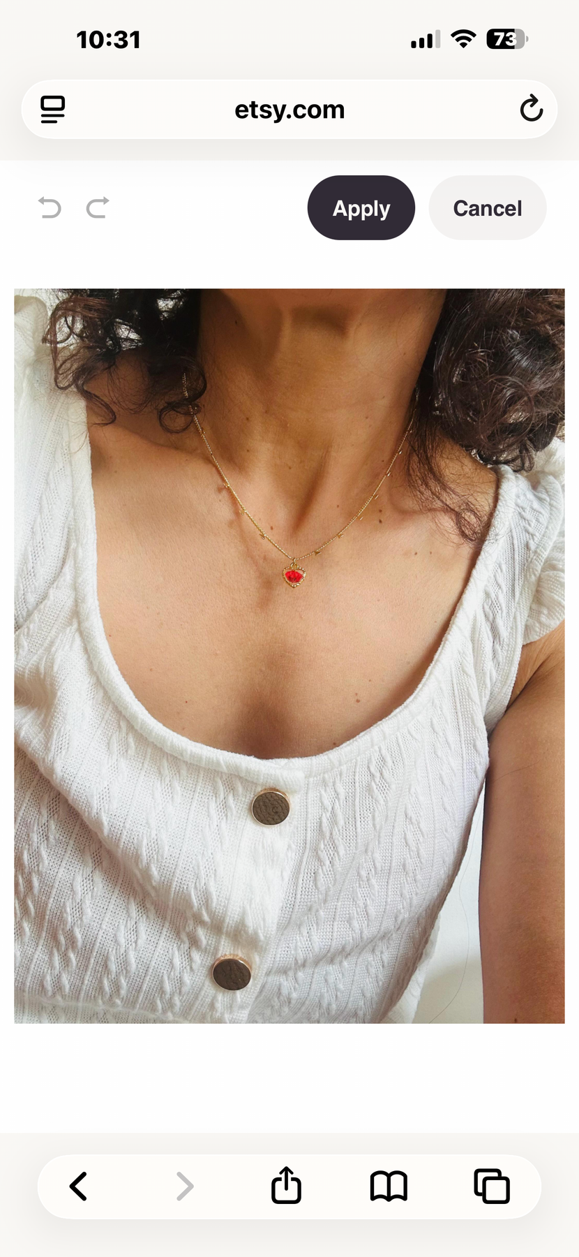 Gold plated resin necklace with red wildflower