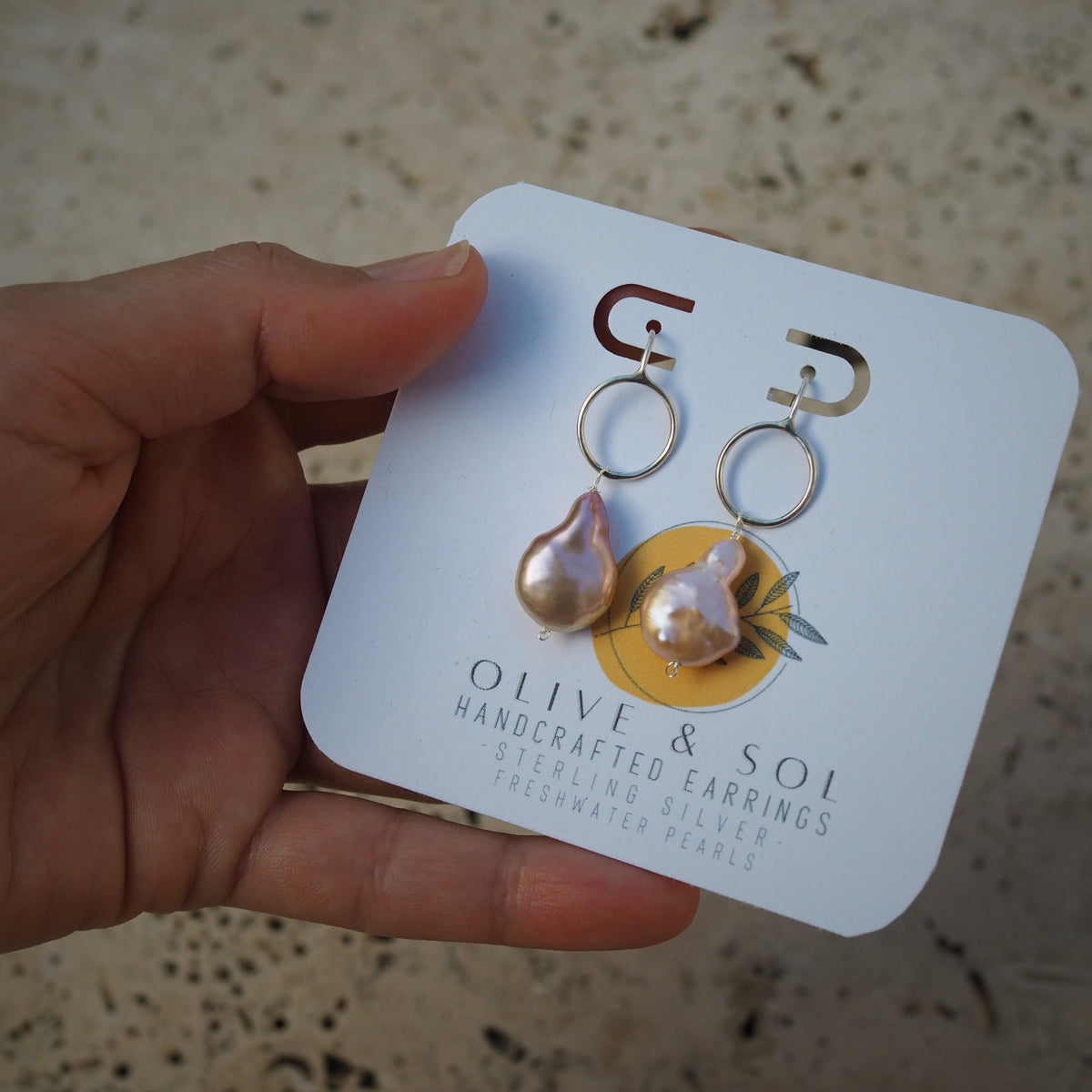 Circle + Tear Drop Pearl Earrings | Sterling Silver