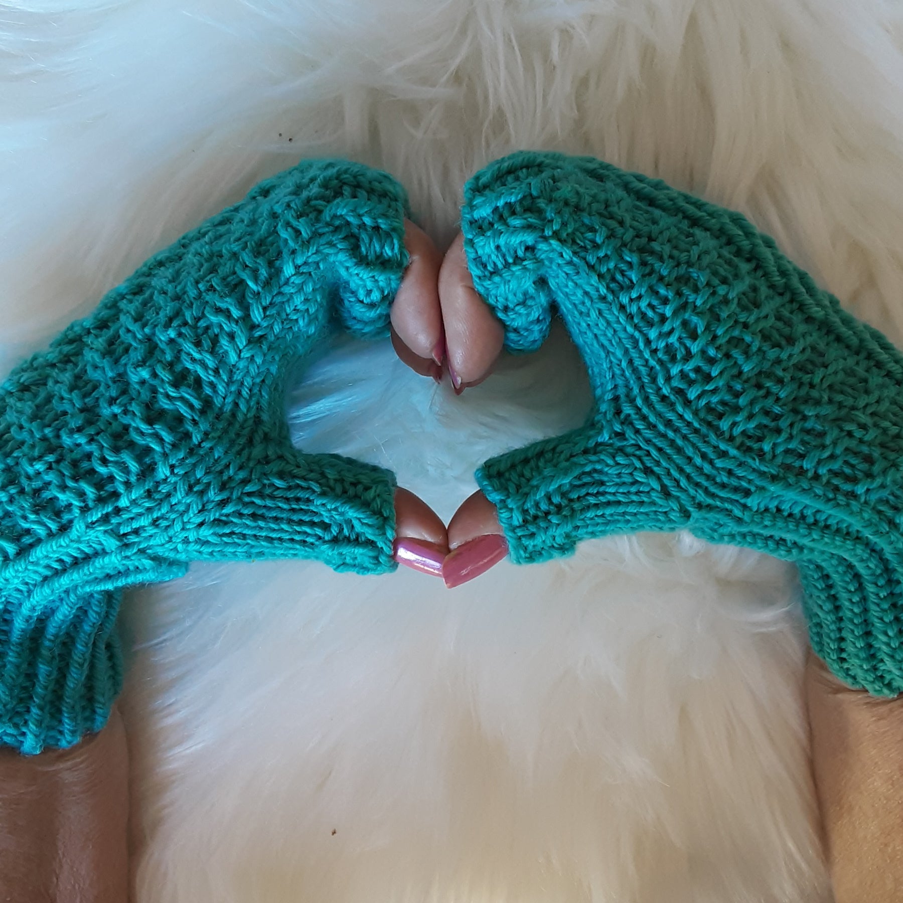 Jade pure wool fingerless mittens