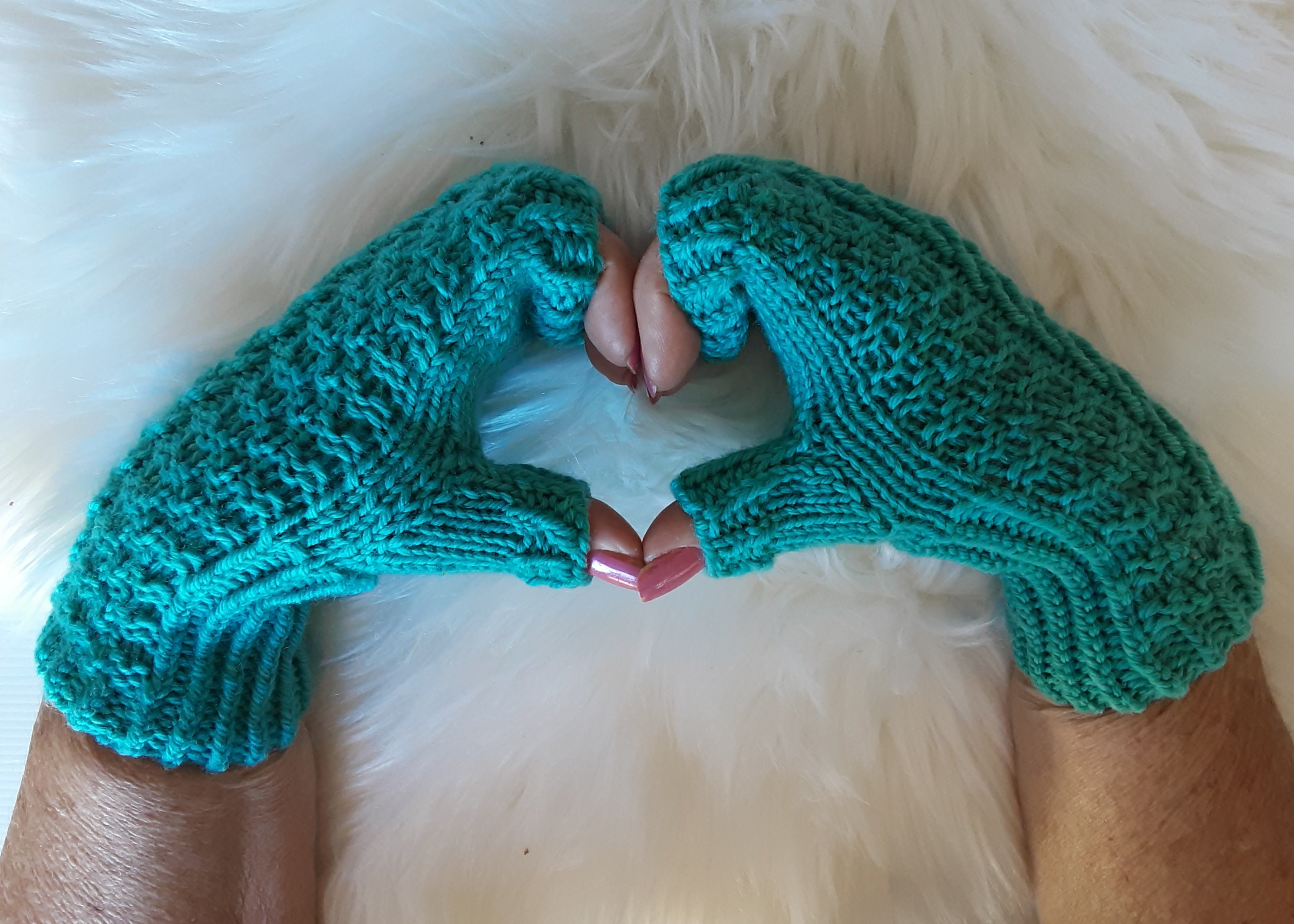 Jade pure wool fingerless mittens