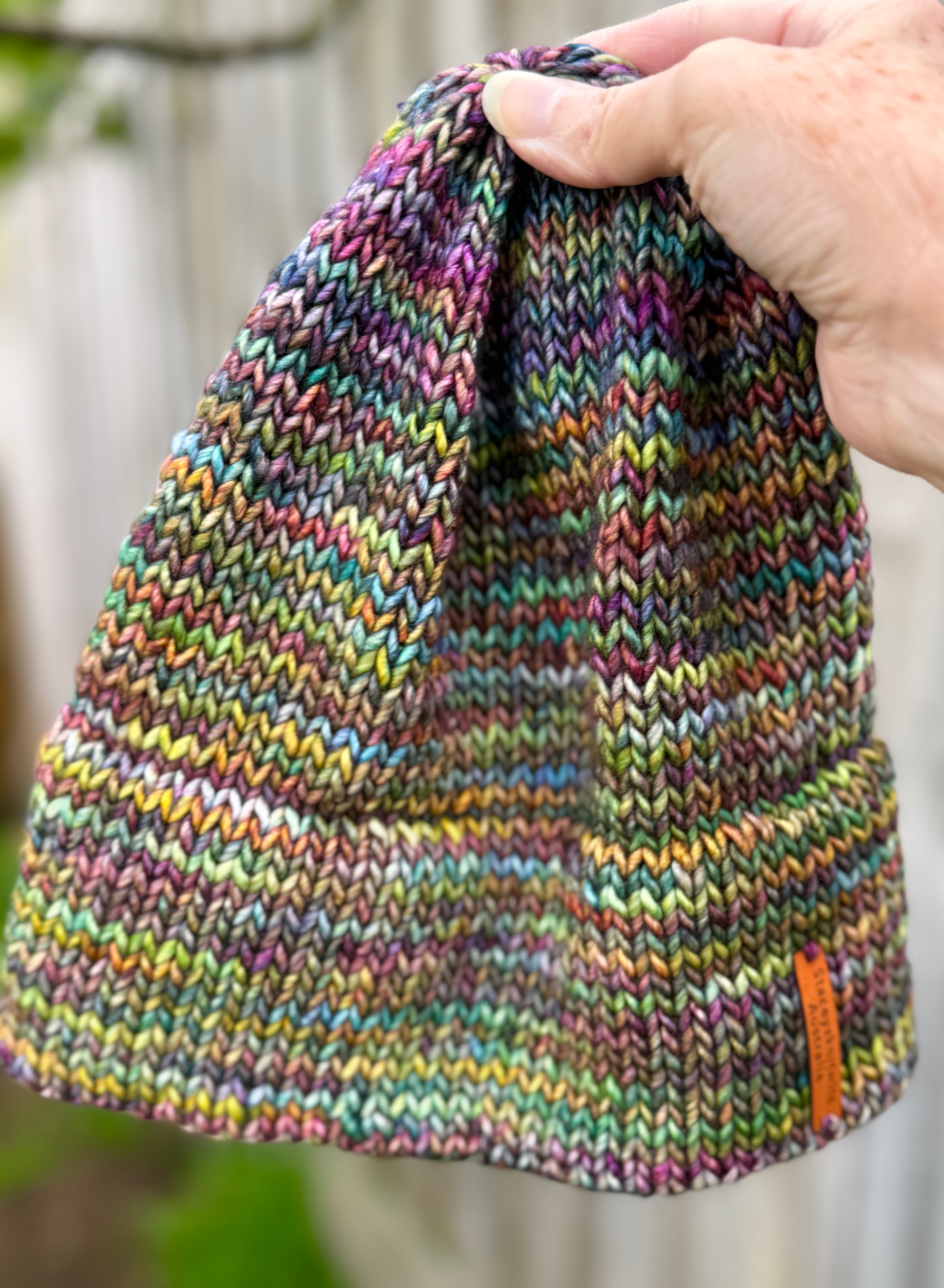 Flecked Merino Beanie, Double Brim extra warm hand knitted