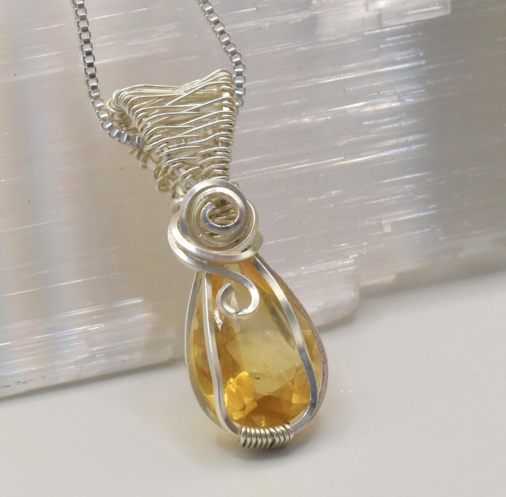 Handmade Wire-wrapped Citrine Necklace - Mother's Day Mini Pendant
