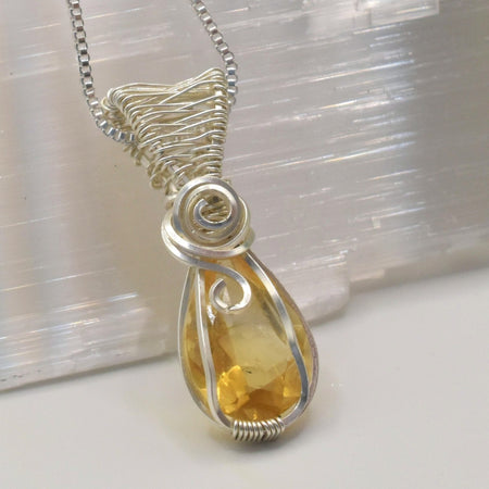 Handmade Wire-wrapped Citrine Necklace - Mother's Day Mini Pendant
