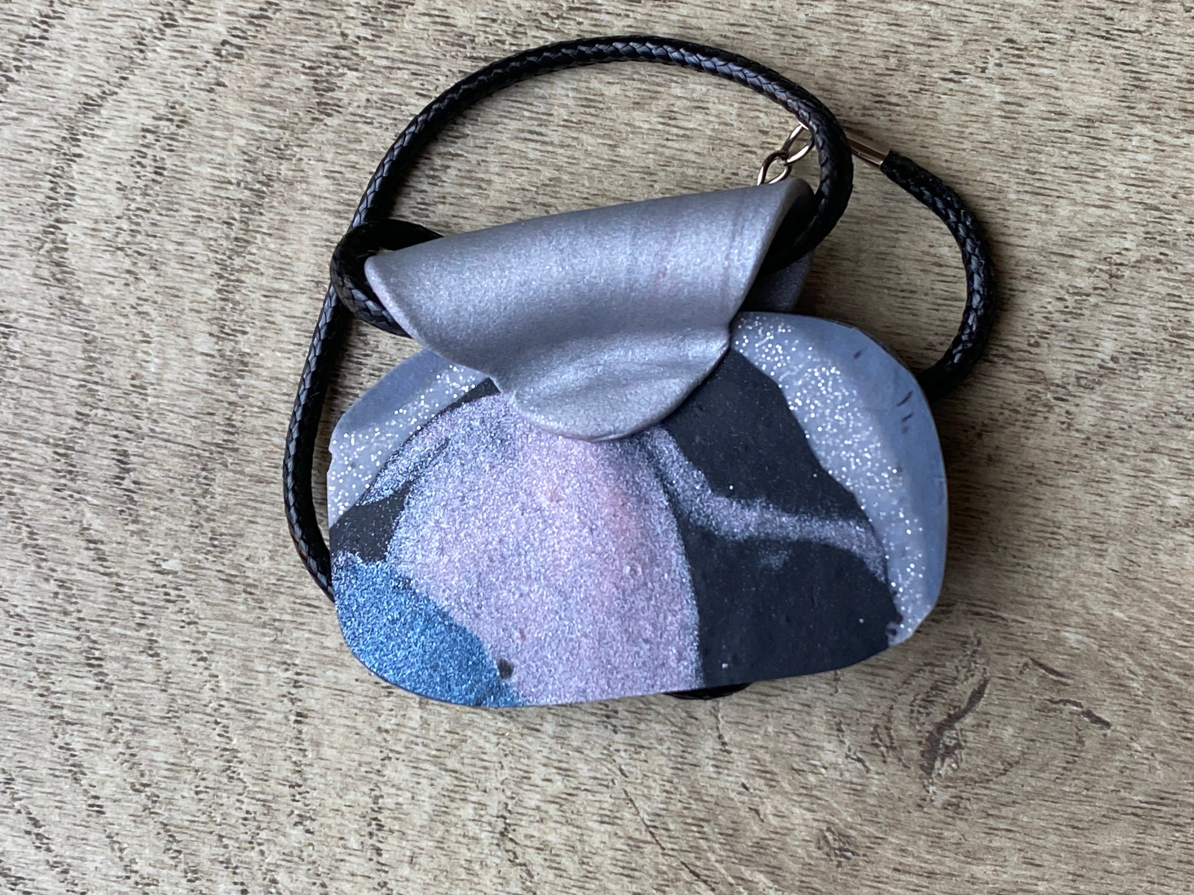 Rectangular Handbag Polymer Clay Pendant- Handmade One of A Kind Pendant