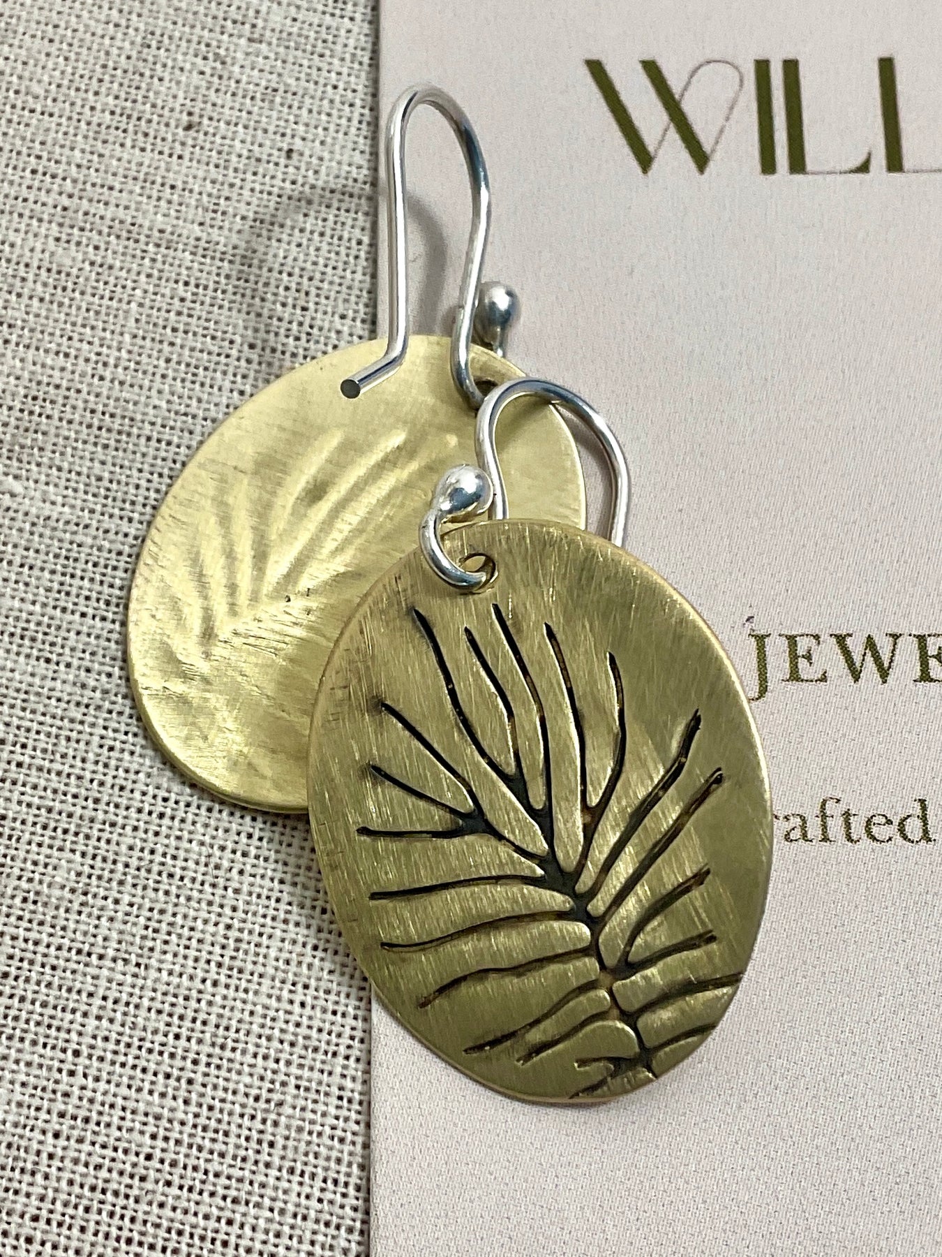 Brass embossed earrings. Handmade