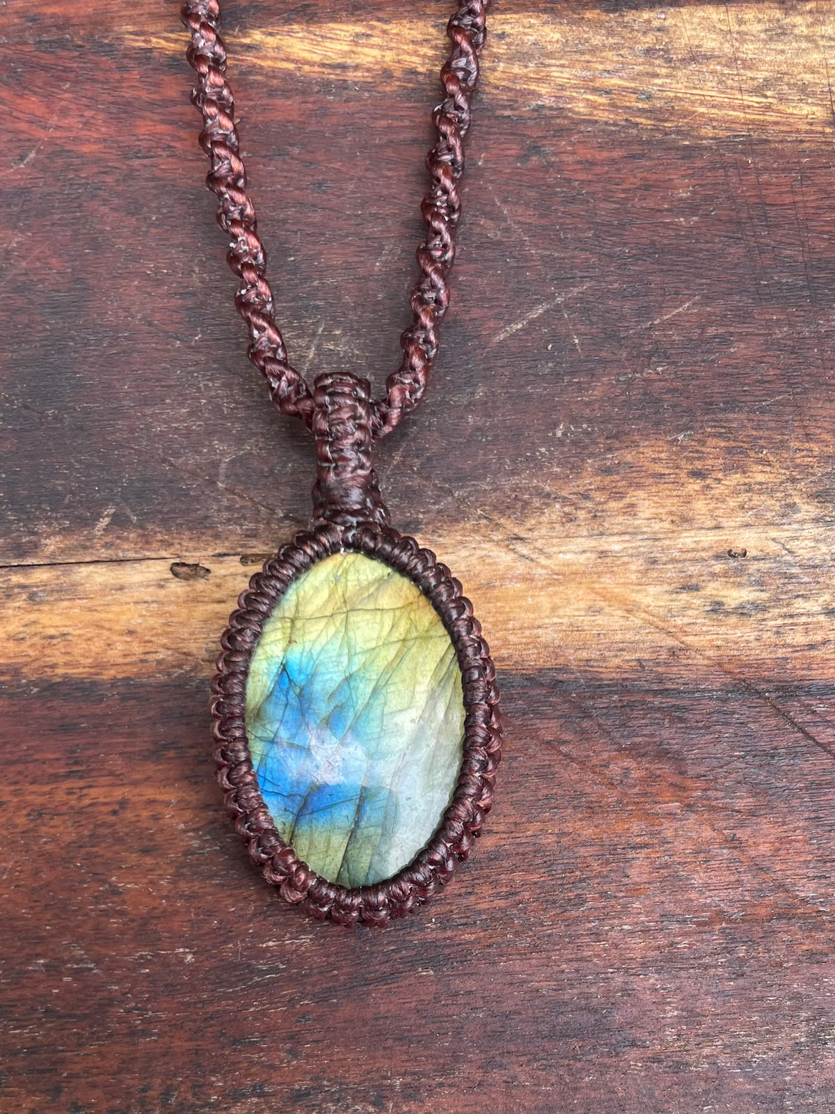 Labradorite Pendant, boho macrame necklace, adjustable