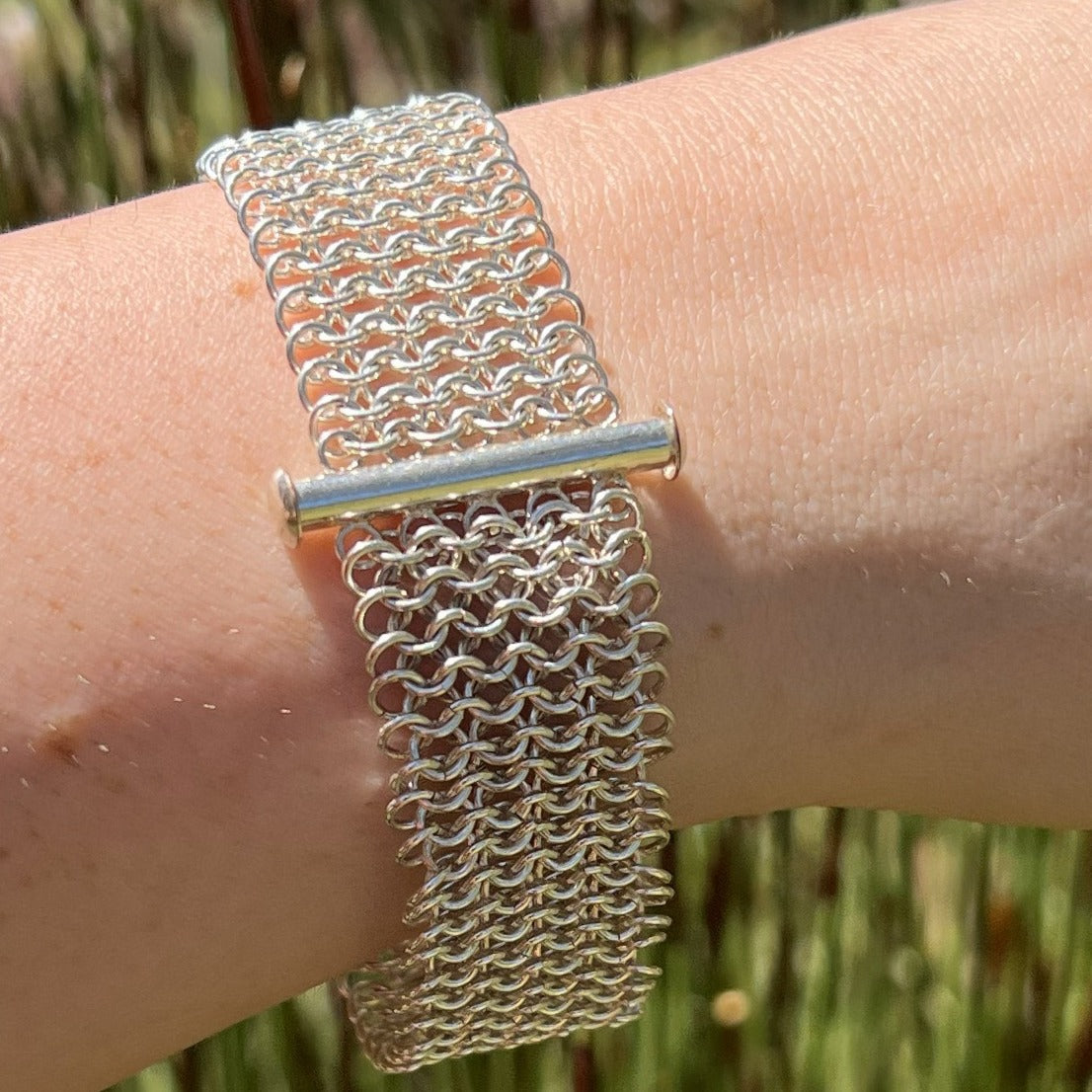 Sterling Silver Bracelet "Chain Maille" Cuff