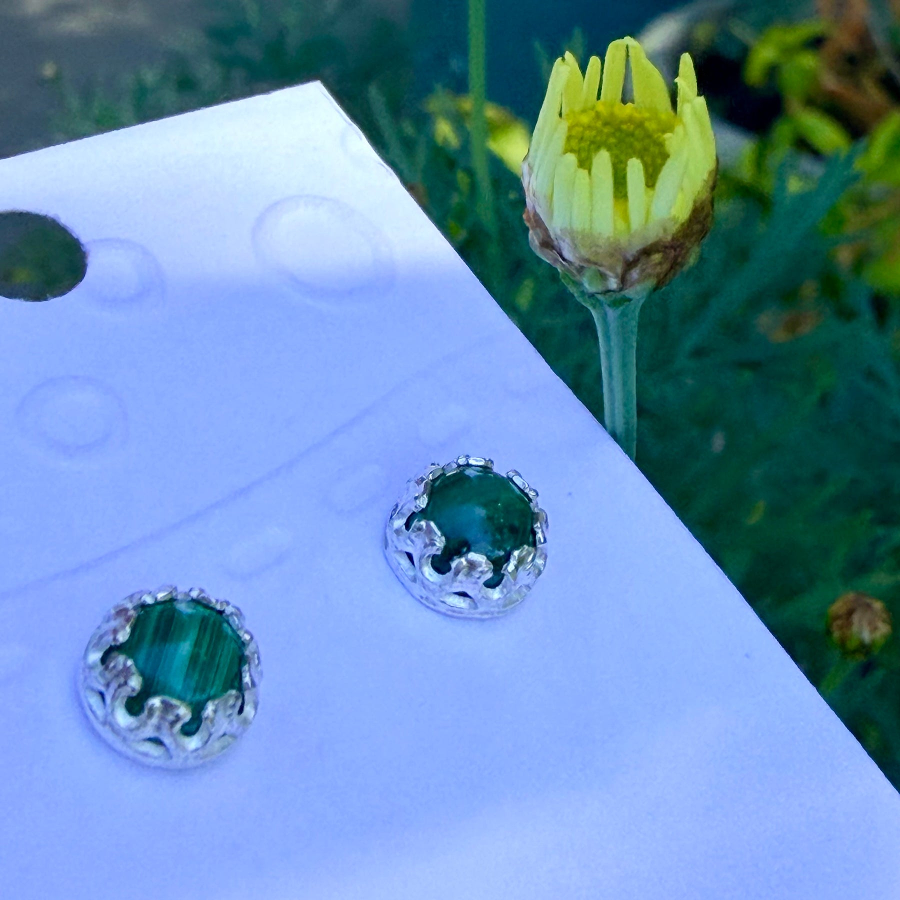 Crown of Malachite Sterling Silver Stud Earrings