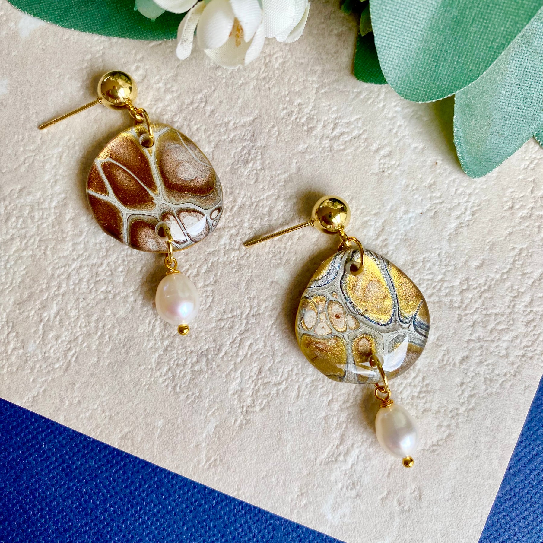 Artisan Freshwater Pearls and Original Art Earrings
