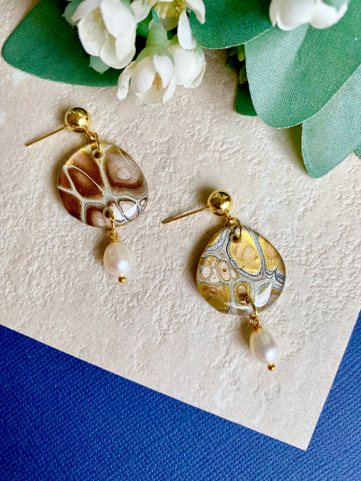 Artisan Freshwater Pearls and Original Art Earrings