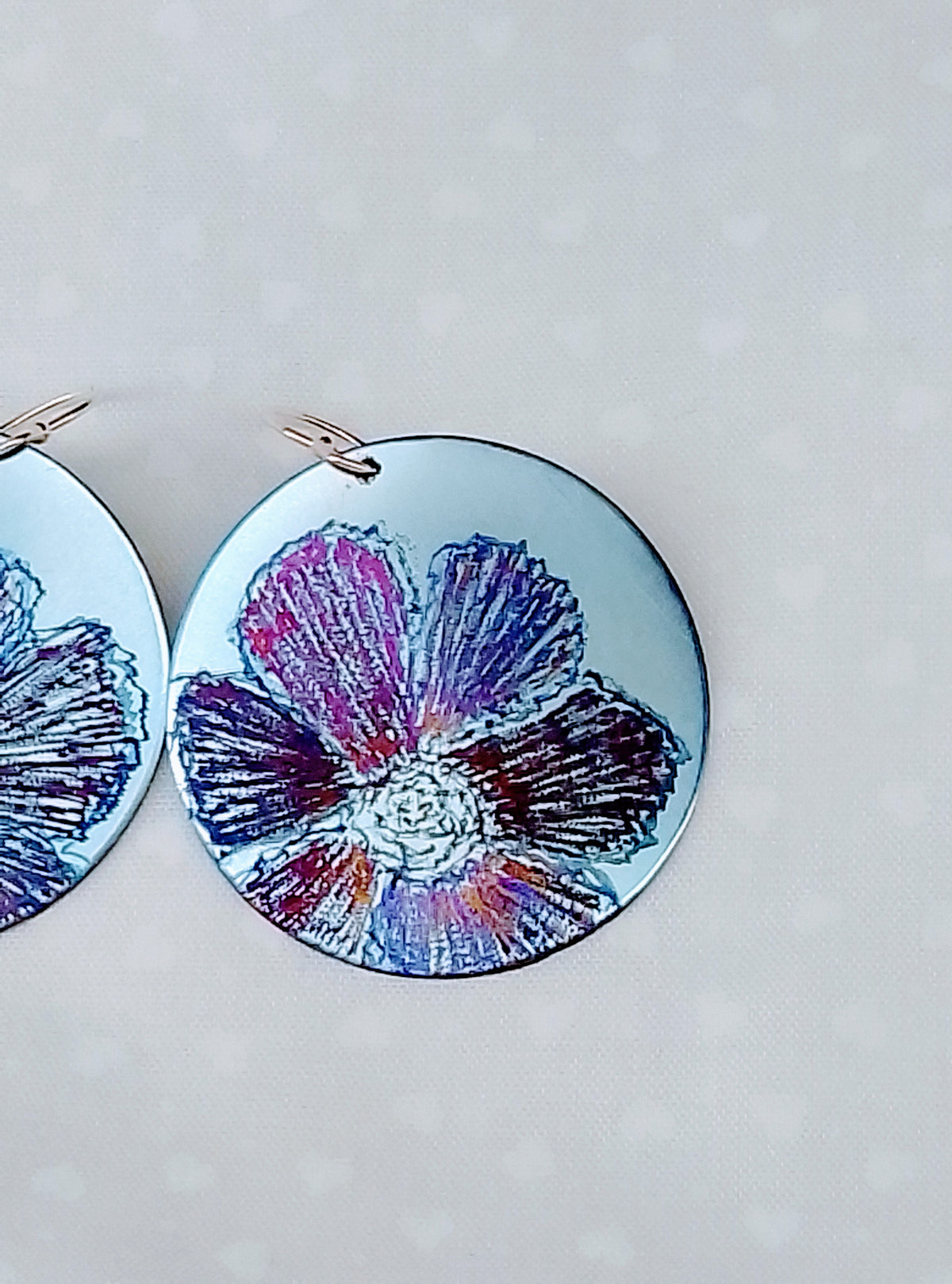 Titanium Disc Earrings-Ice Blue, Purple and Bronze