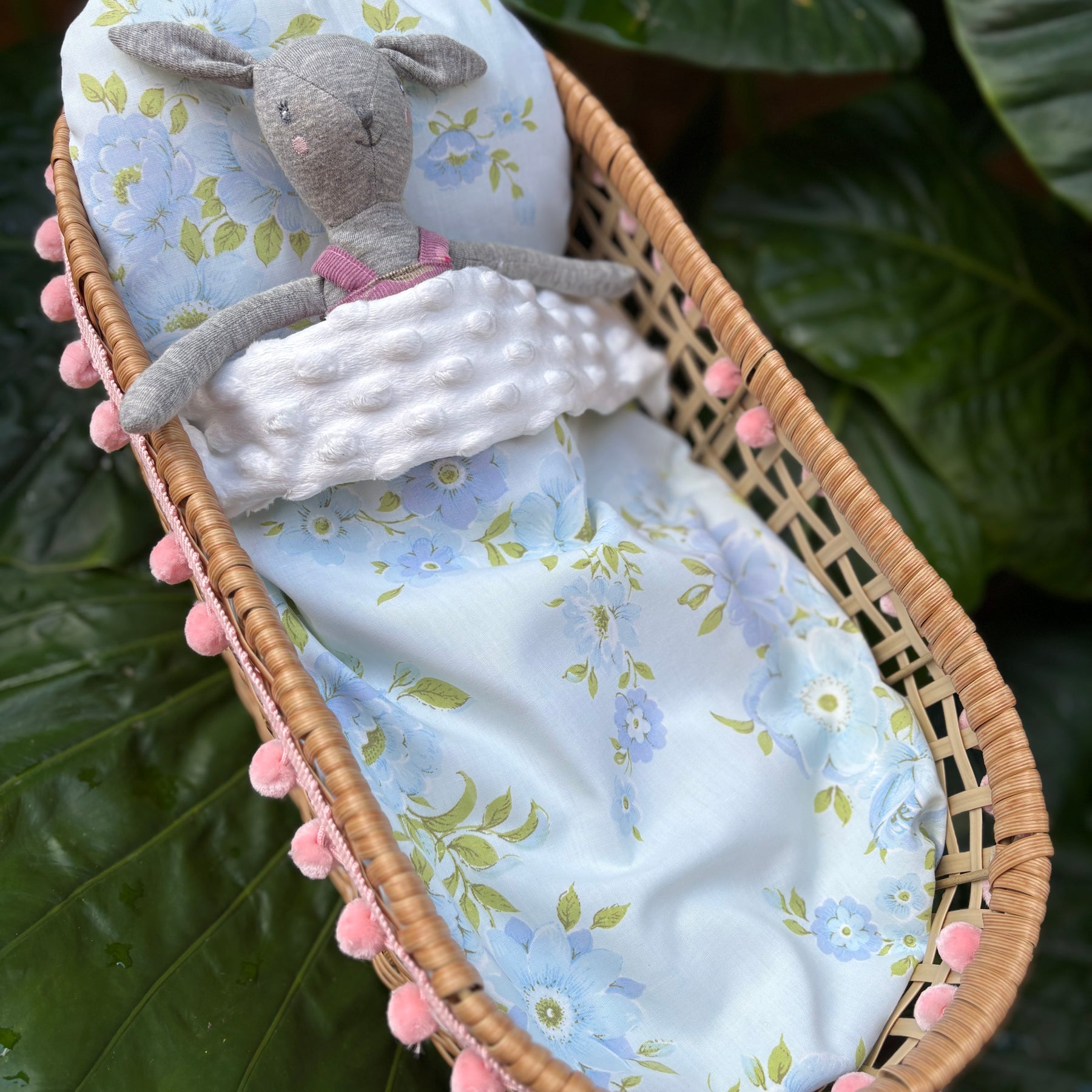 Handmade Doll Bedding Set – Fits Kmart & Target Doll Pram/Bassinet | Pillow & Minky Blanket | Toy Nursery Accessories