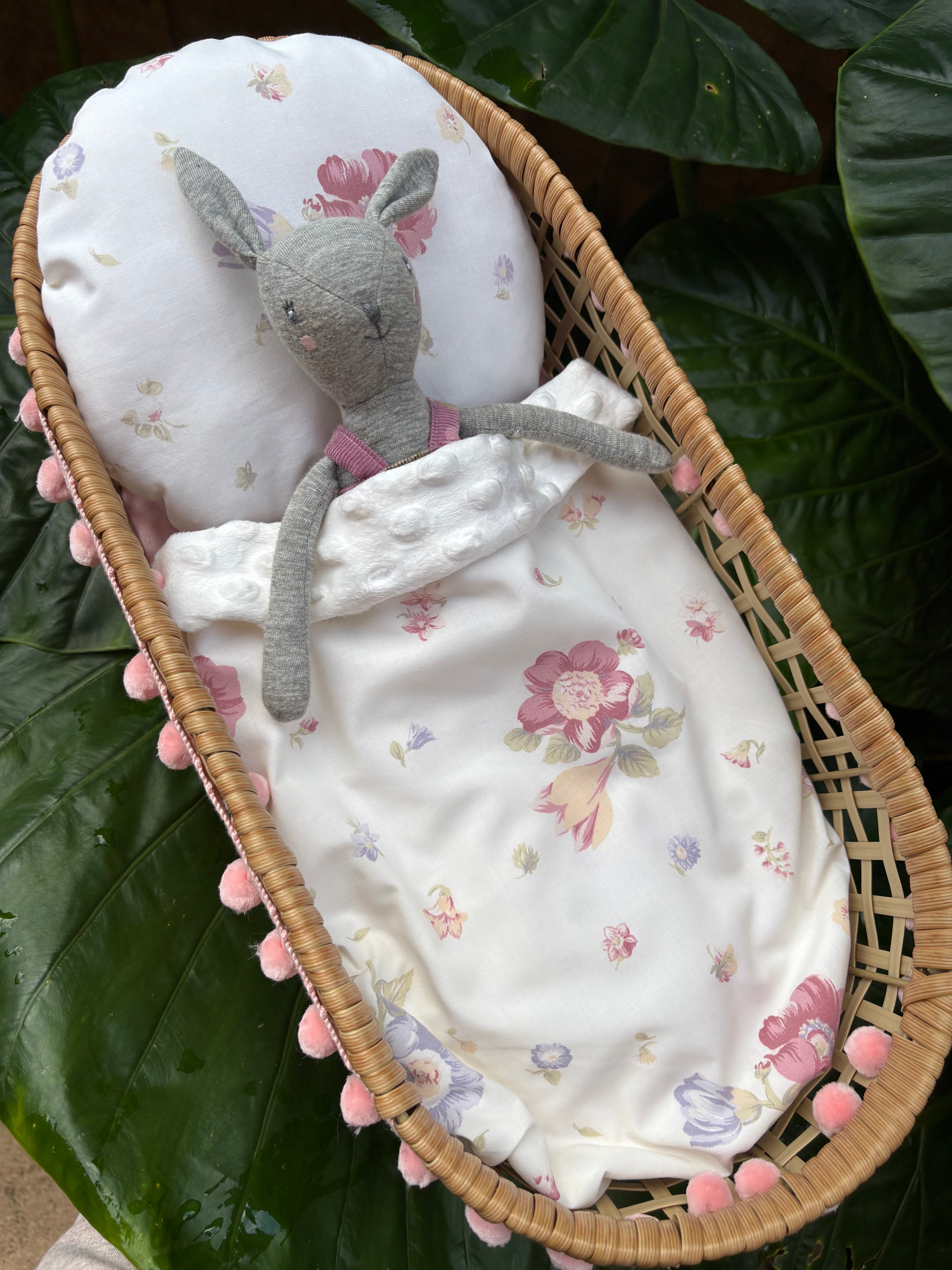 Handmade Doll Bedding Set – Fits Kmart & Target Doll Pram/Bassinet | Pillow & Minky Blanket | Toy Nursery Accessories