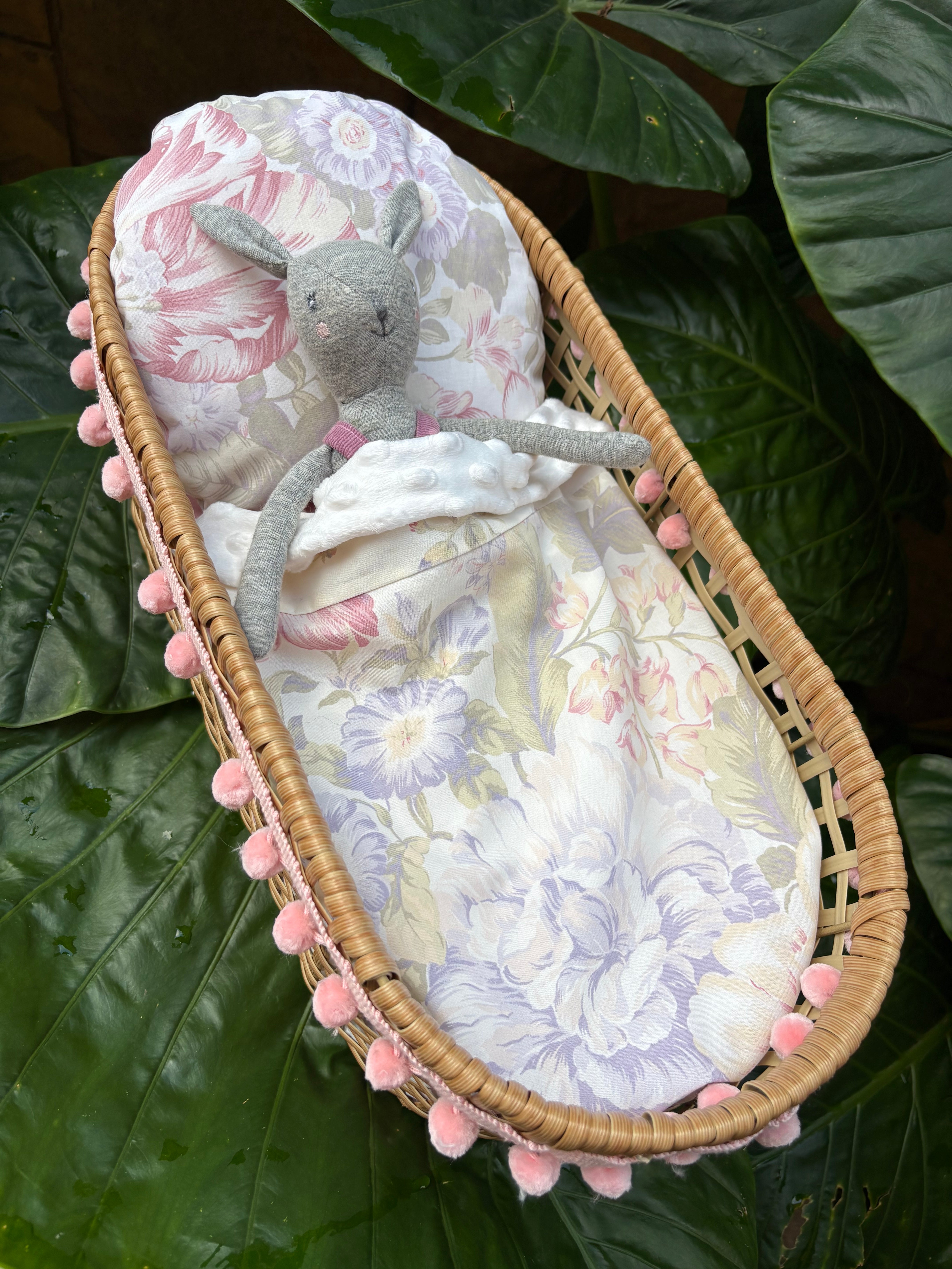 Handmade Doll Bedding Set – Fits Kmart & Target Doll Pram/Bassinet | Pillow & Minky Blanket | Toy Nursery Accessories