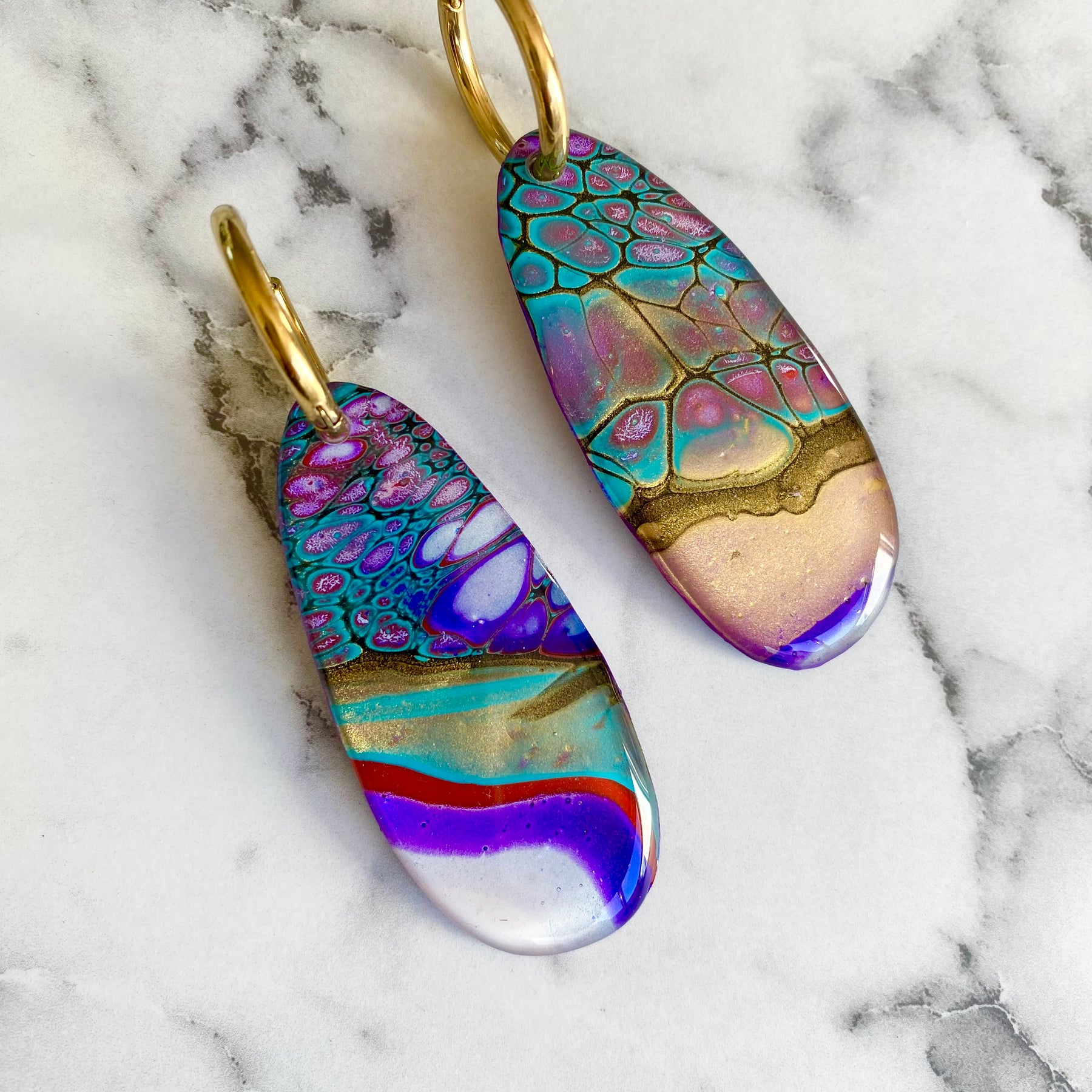 Colourful Wearable Art Hoop Earrings