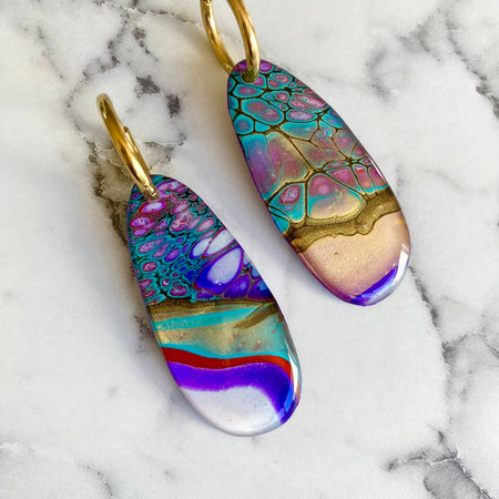 Colourful Wearable Art Hoop Earrings