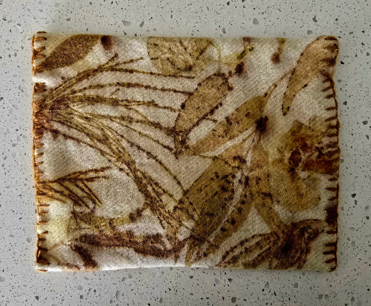 Eco-Printed Pure Wool Pouch – Hand Sewn & Botanical Printed