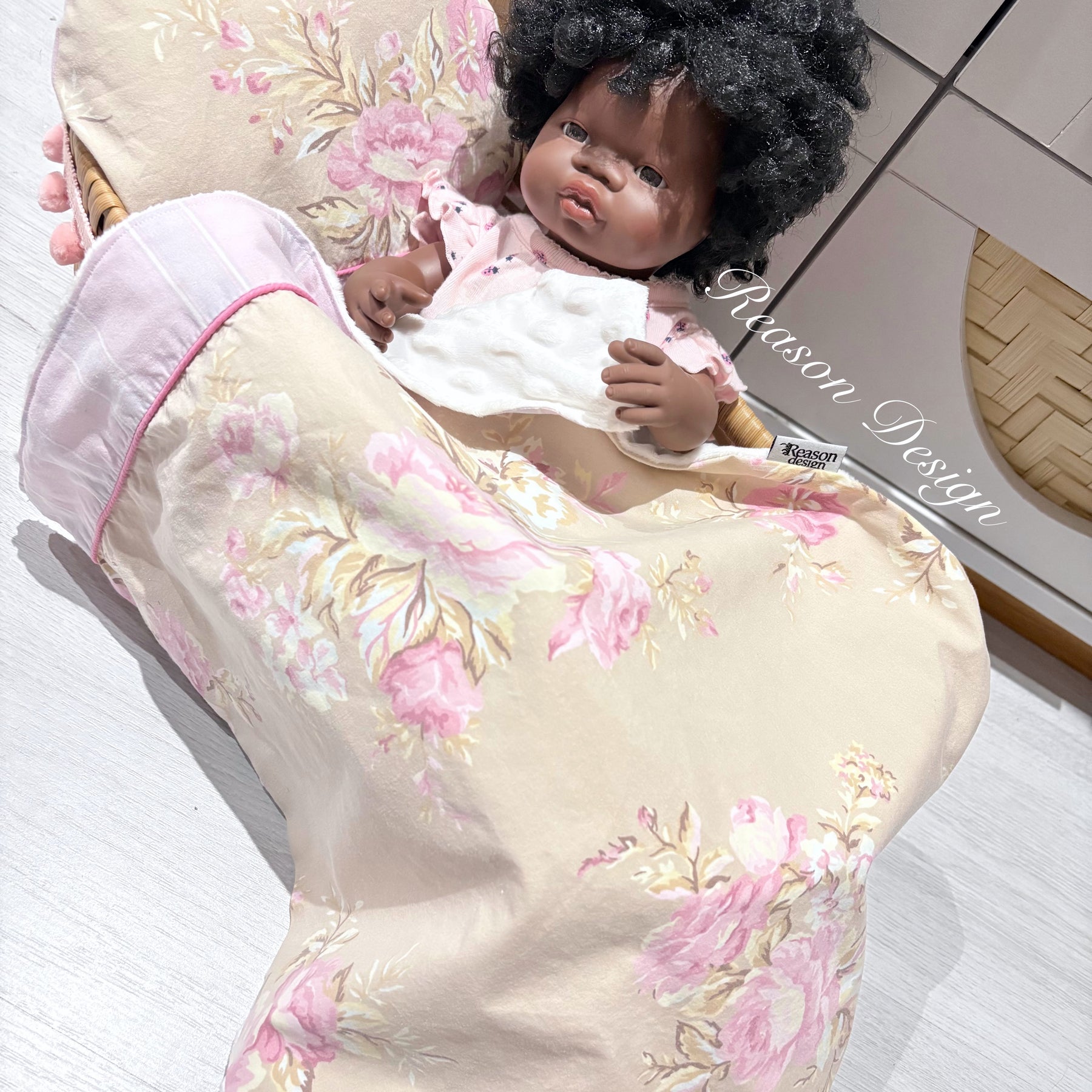 Handmade Doll Bedding Set – Fits Kmart & Target Doll Pram/Bassinet | Pillow & Minky Blanket | Toy Nursery Accessories