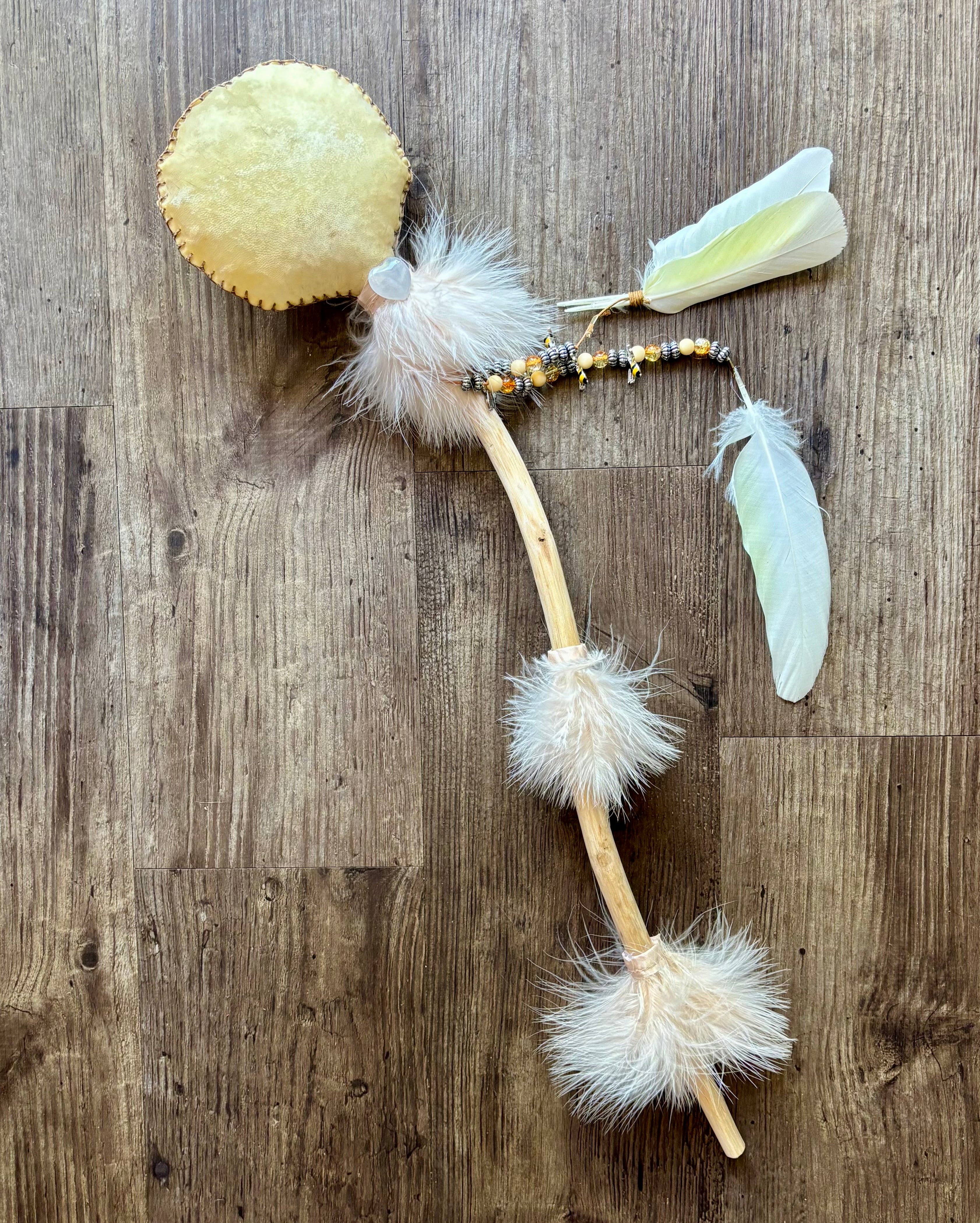 Handmade Goat Hide Rattle – One of a Kind