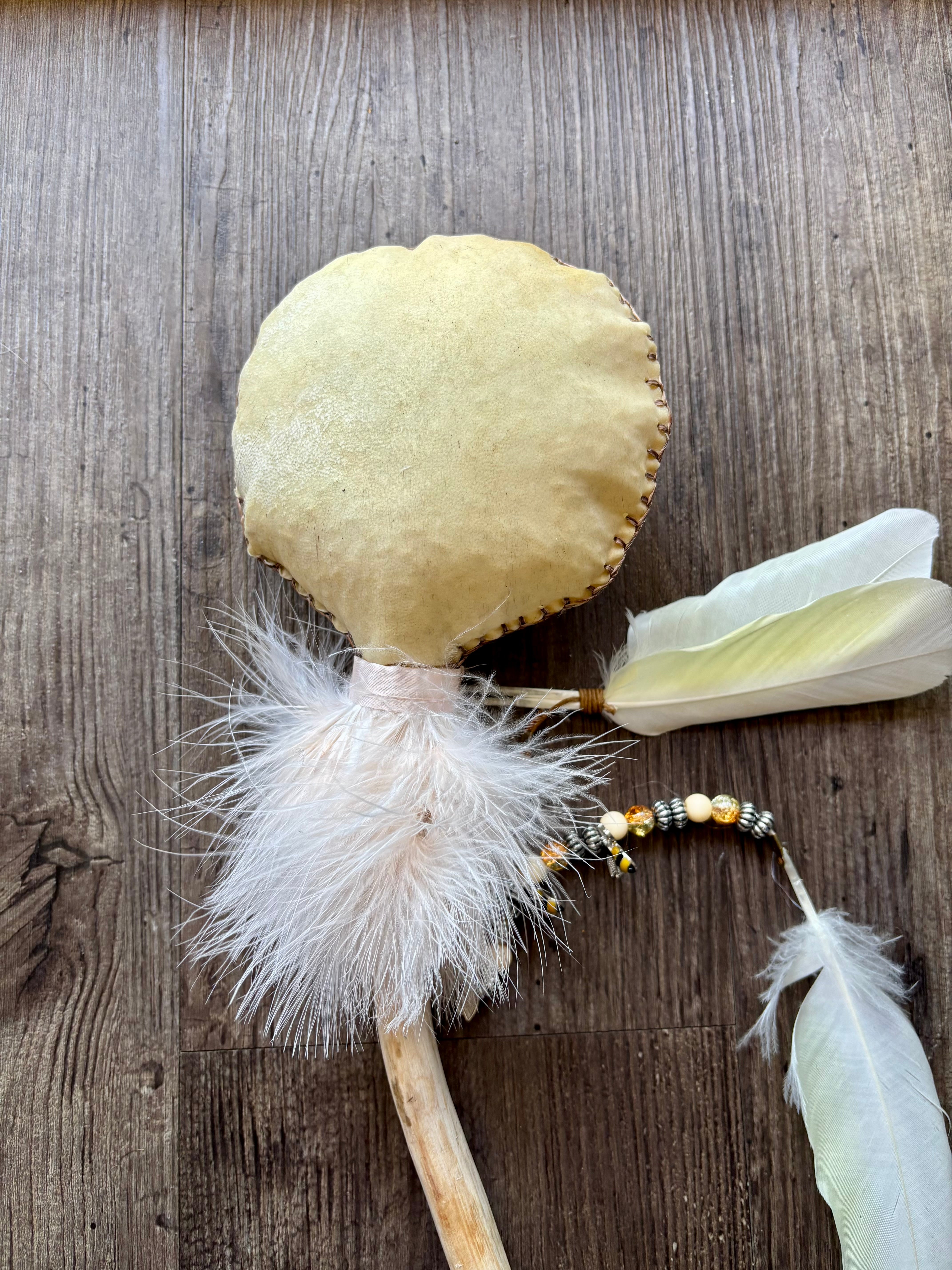 Handmade Goat Hide Rattle – One of a Kind