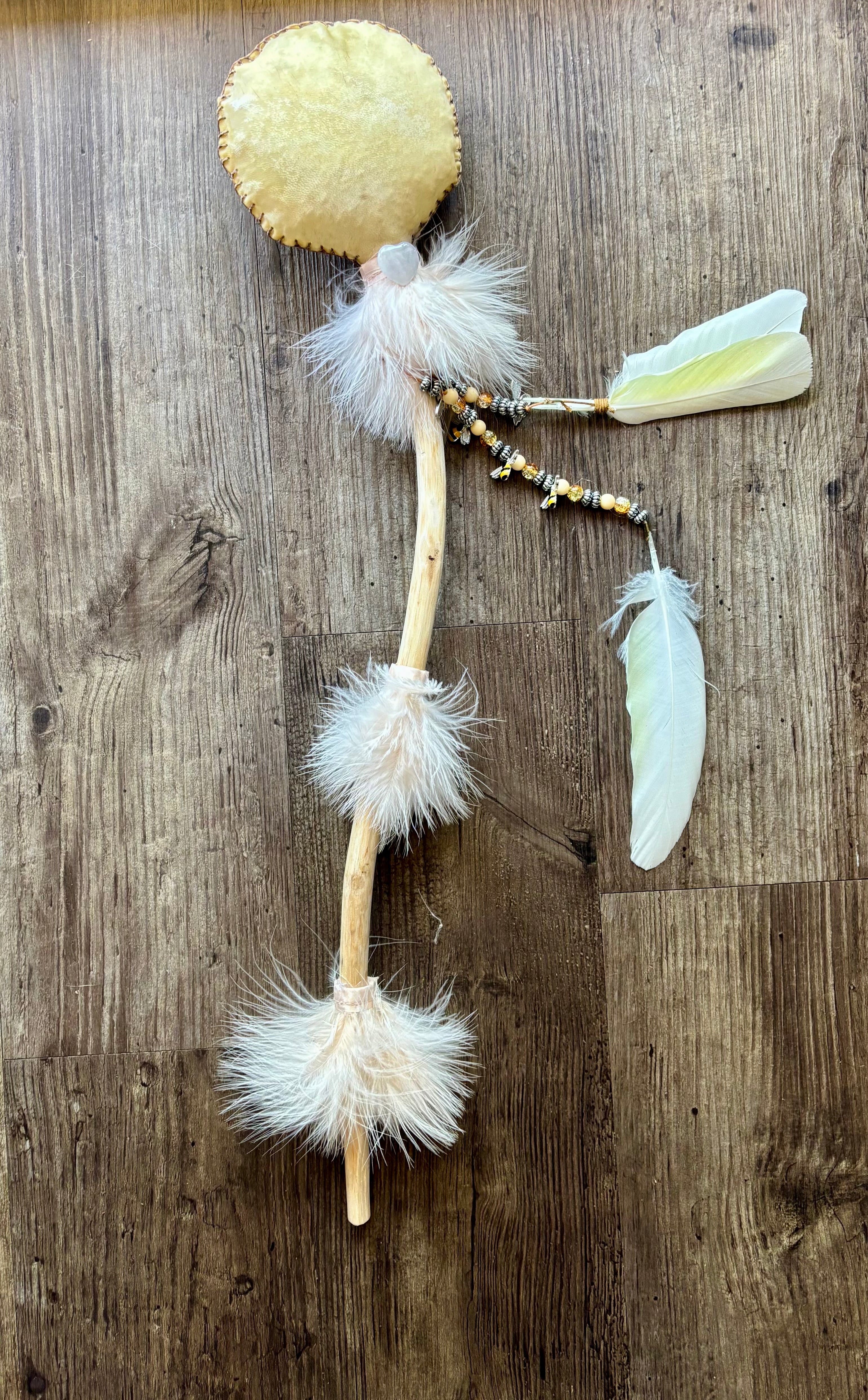 Handmade Goat Hide Rattle – One of a Kind