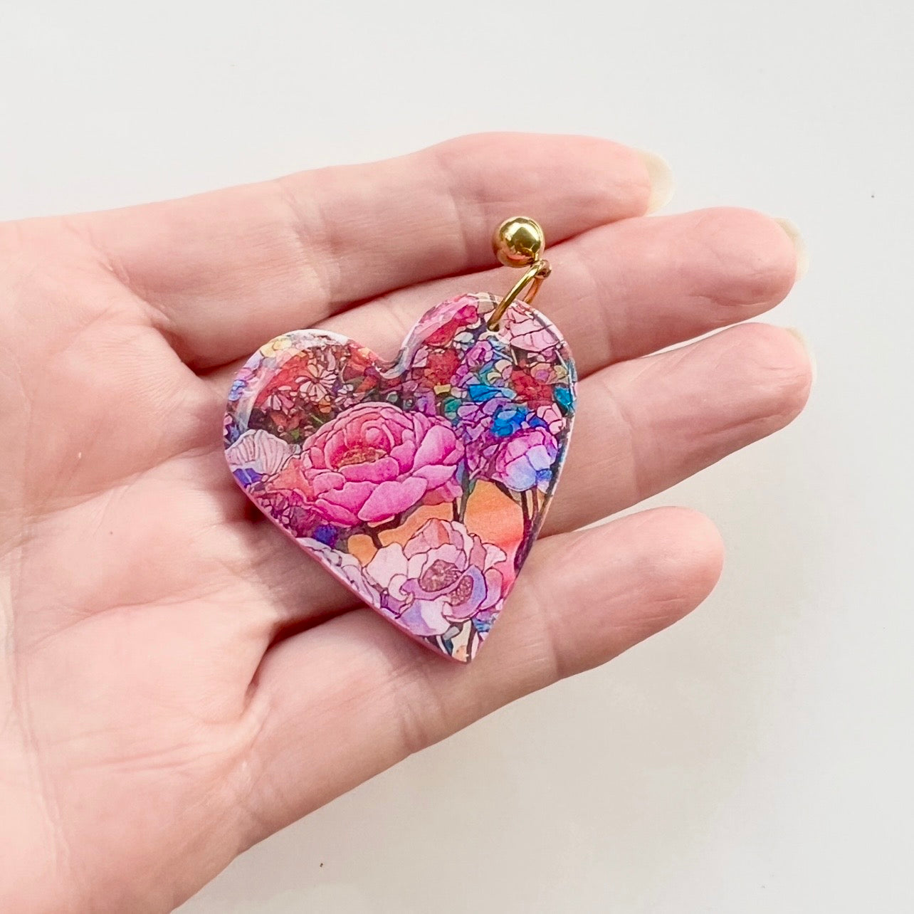 Earrings ~Polymer Clay ~ Resin ~ Dangles ~ Floral Pink