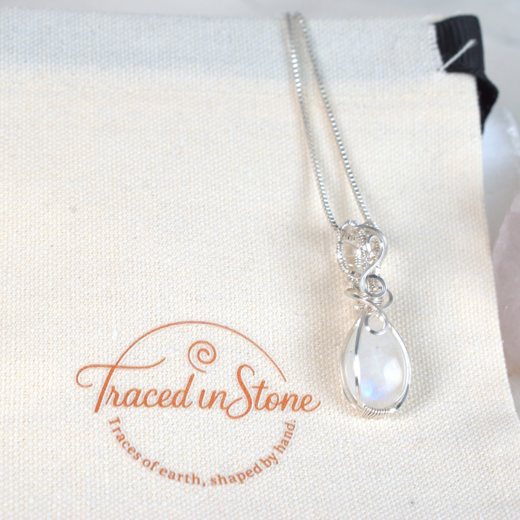 Wire Wrapped Rainbow Moonstone Keepsake Pendant