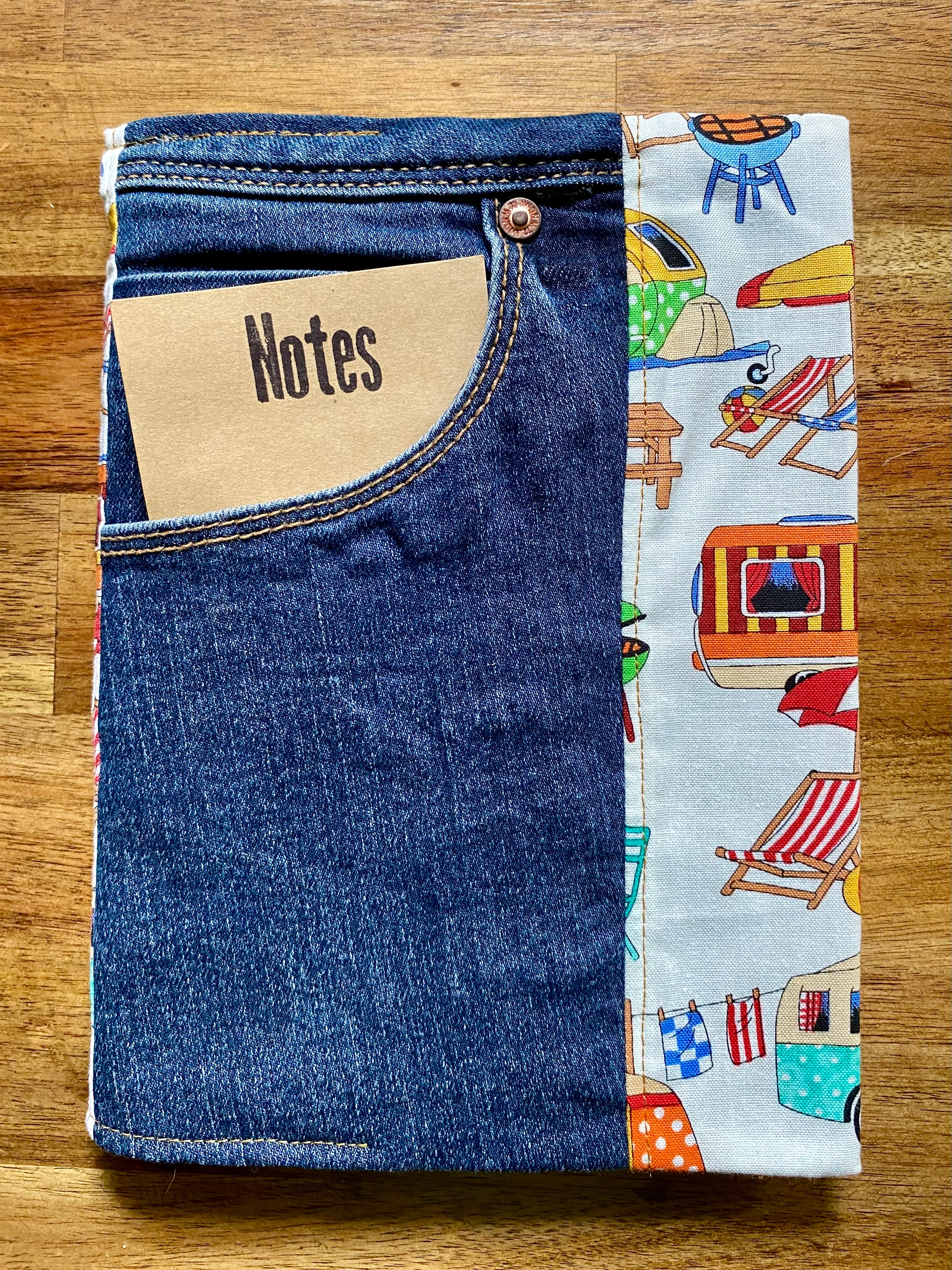A5 Upcycled Denim Notebook - Caravans