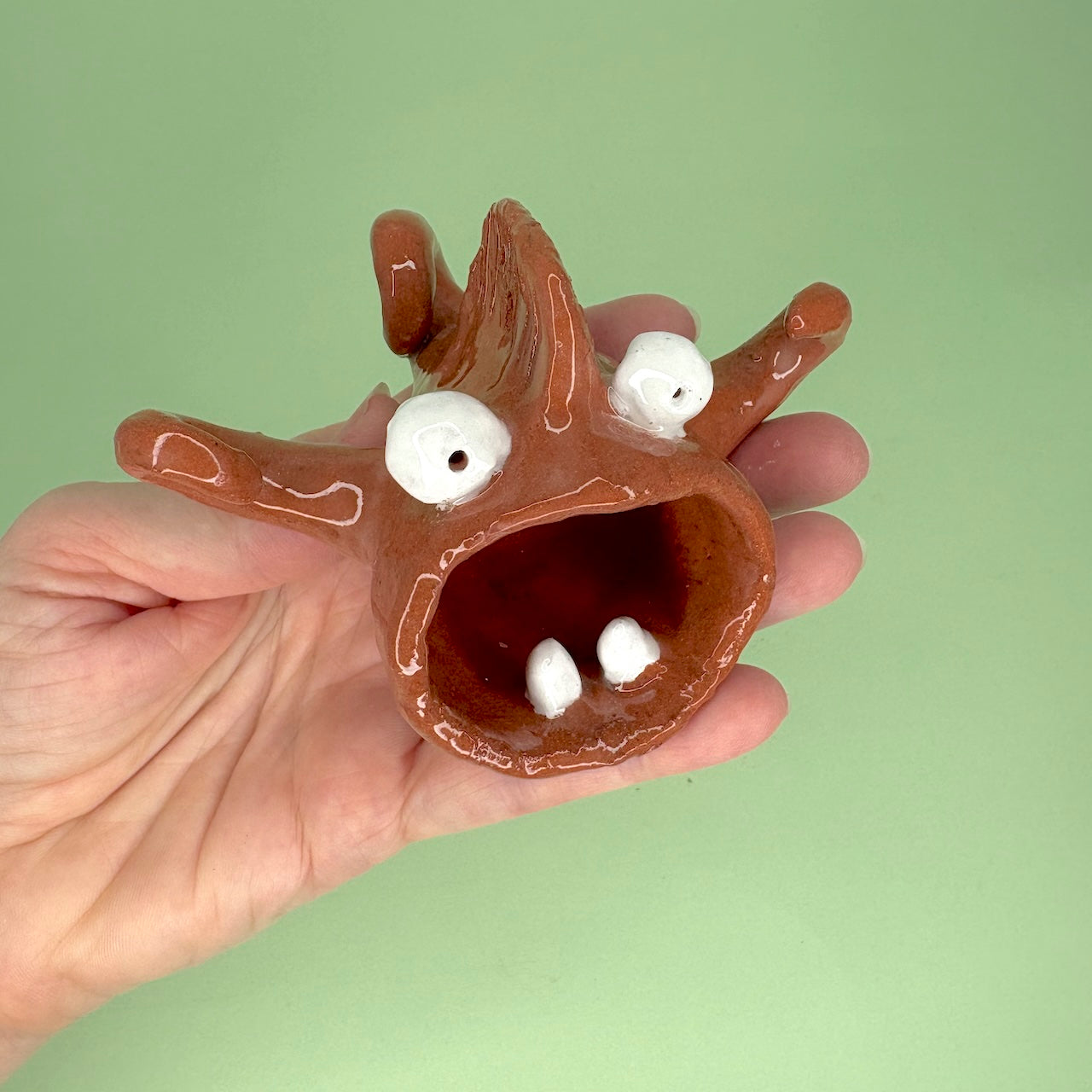 Ceramic air plant monster hanging holder