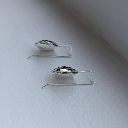 handmade square domed holey earrings