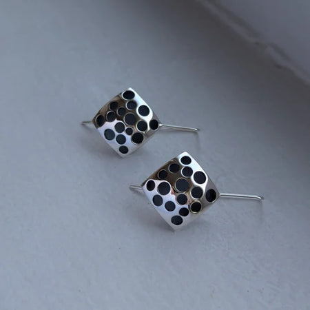 handmade square domed holey earrings