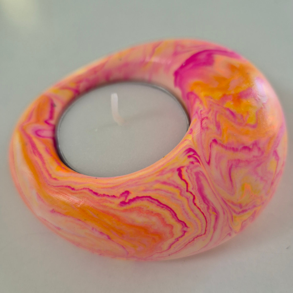 Funky eco-stone pebble shaped tealight candle holder