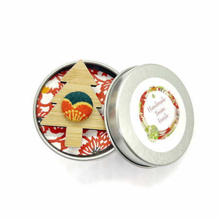 Kimono Christmas Tree Brooch with Gift Tin