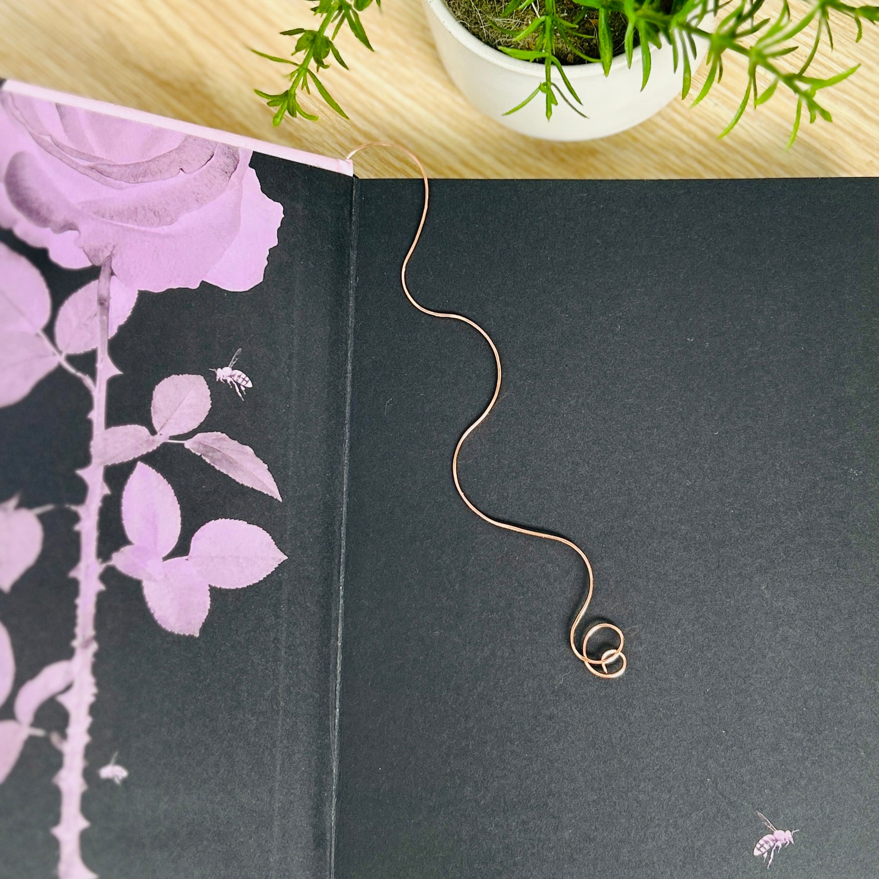 Bookmark . Copper wire . Green Teardrop Beads. Book Lover