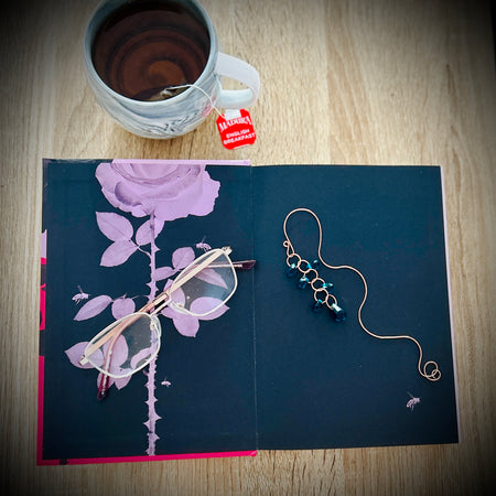 Bookmark . Copper wire . Green Teardrop Beads. Book Lover