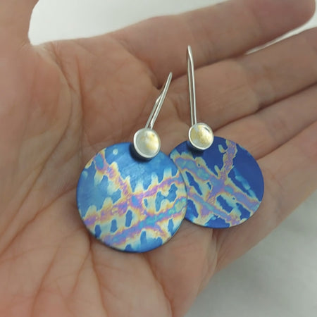 Hand painted Blue Titanium Discs with Keum-boo Feature