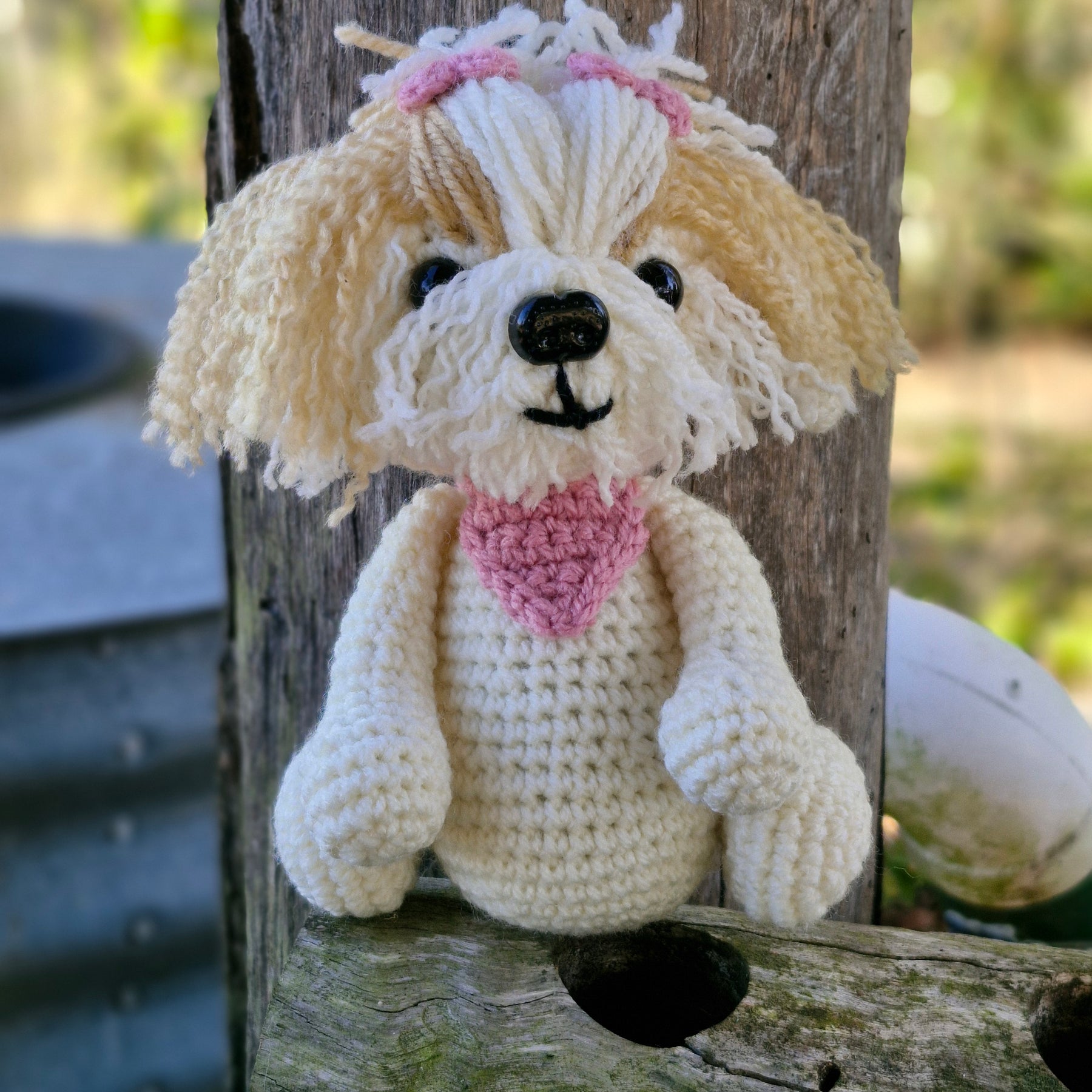 Super cute Handmade Crochet Maltese /Poodle Puppy