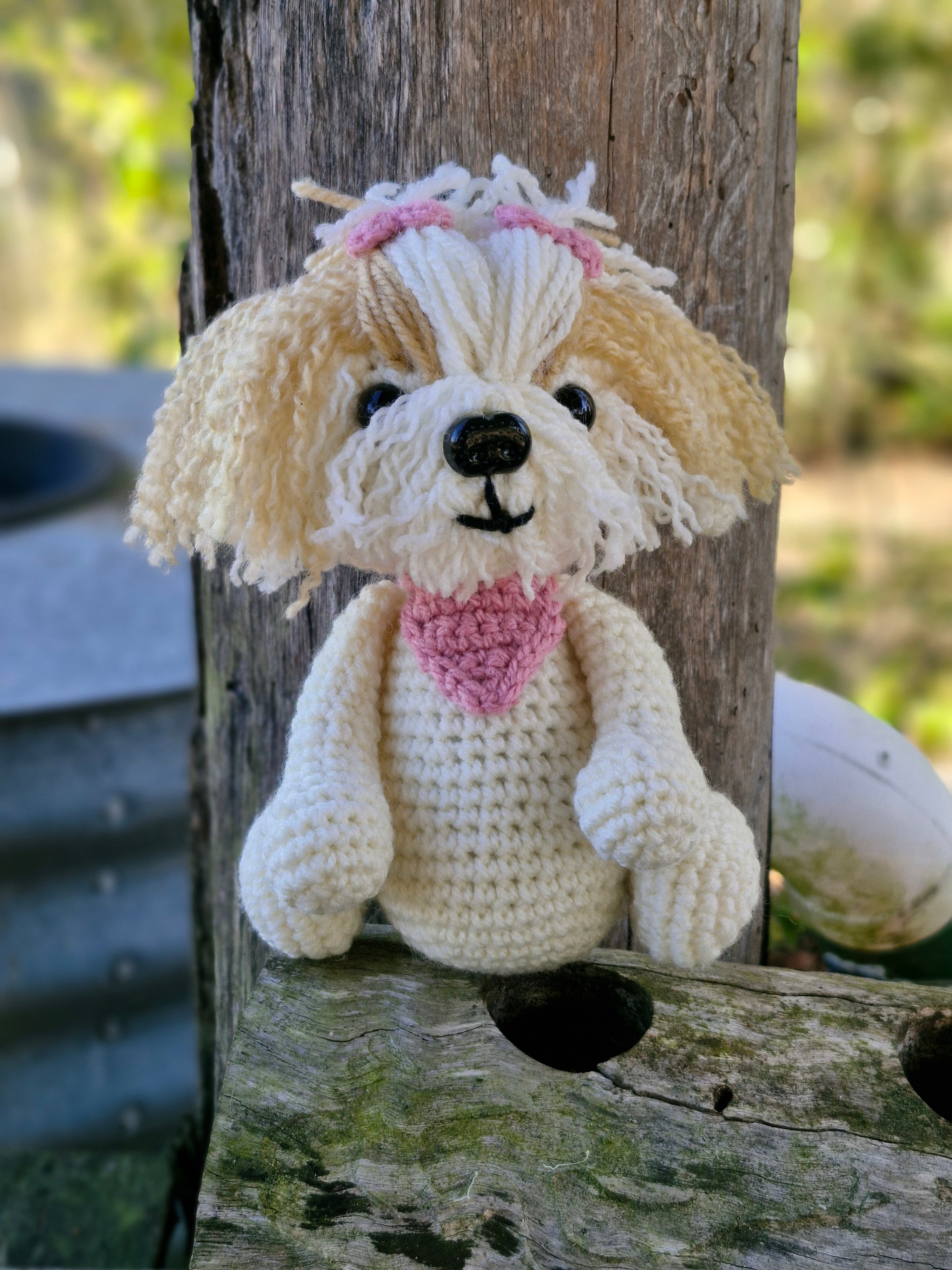 Super cute Handmade Crochet Maltese /Poodle Puppy