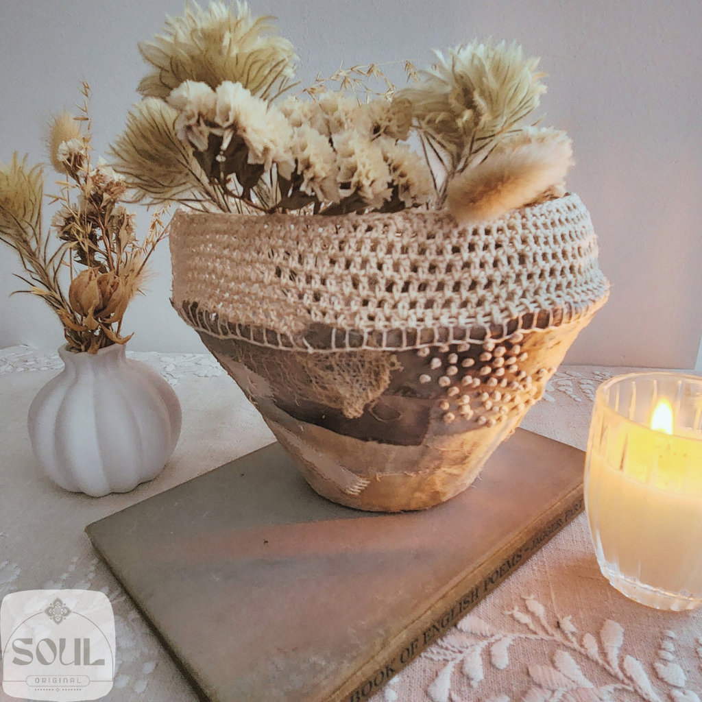 Textile Art Bowl – Crochet Rim