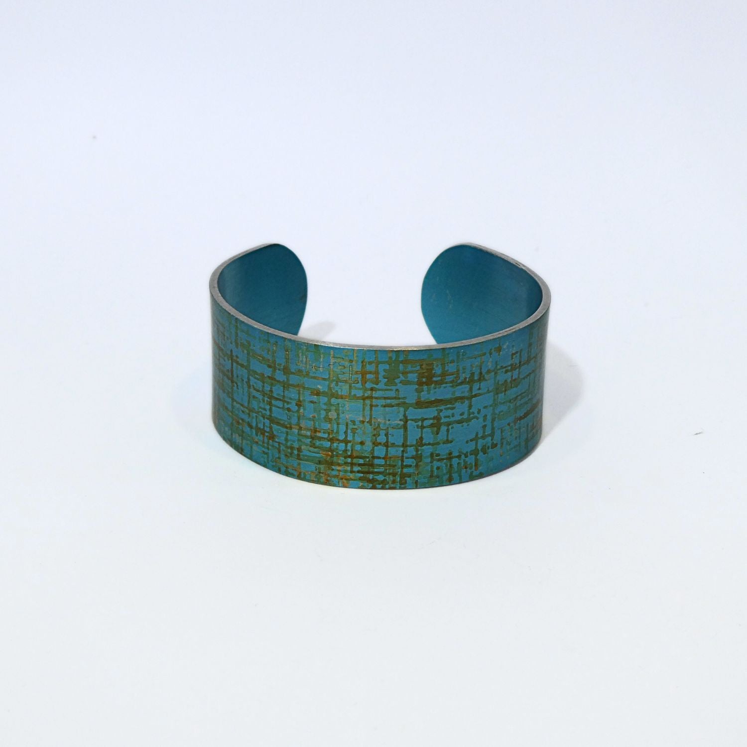 Anodized aluminium bangle hand printed Intersect Collection